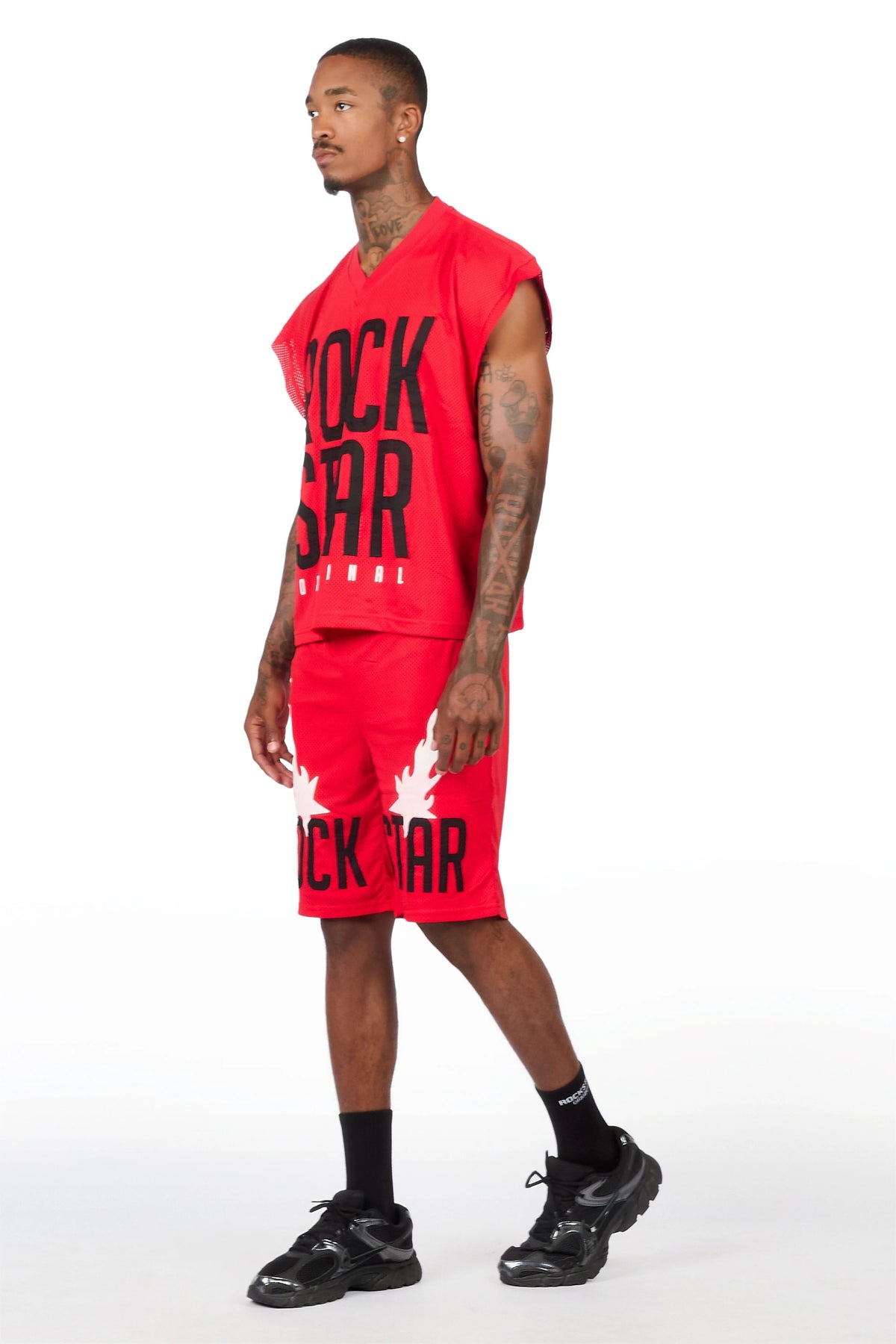Climi Red Cut Sleeve T-Shirt/Short Set
