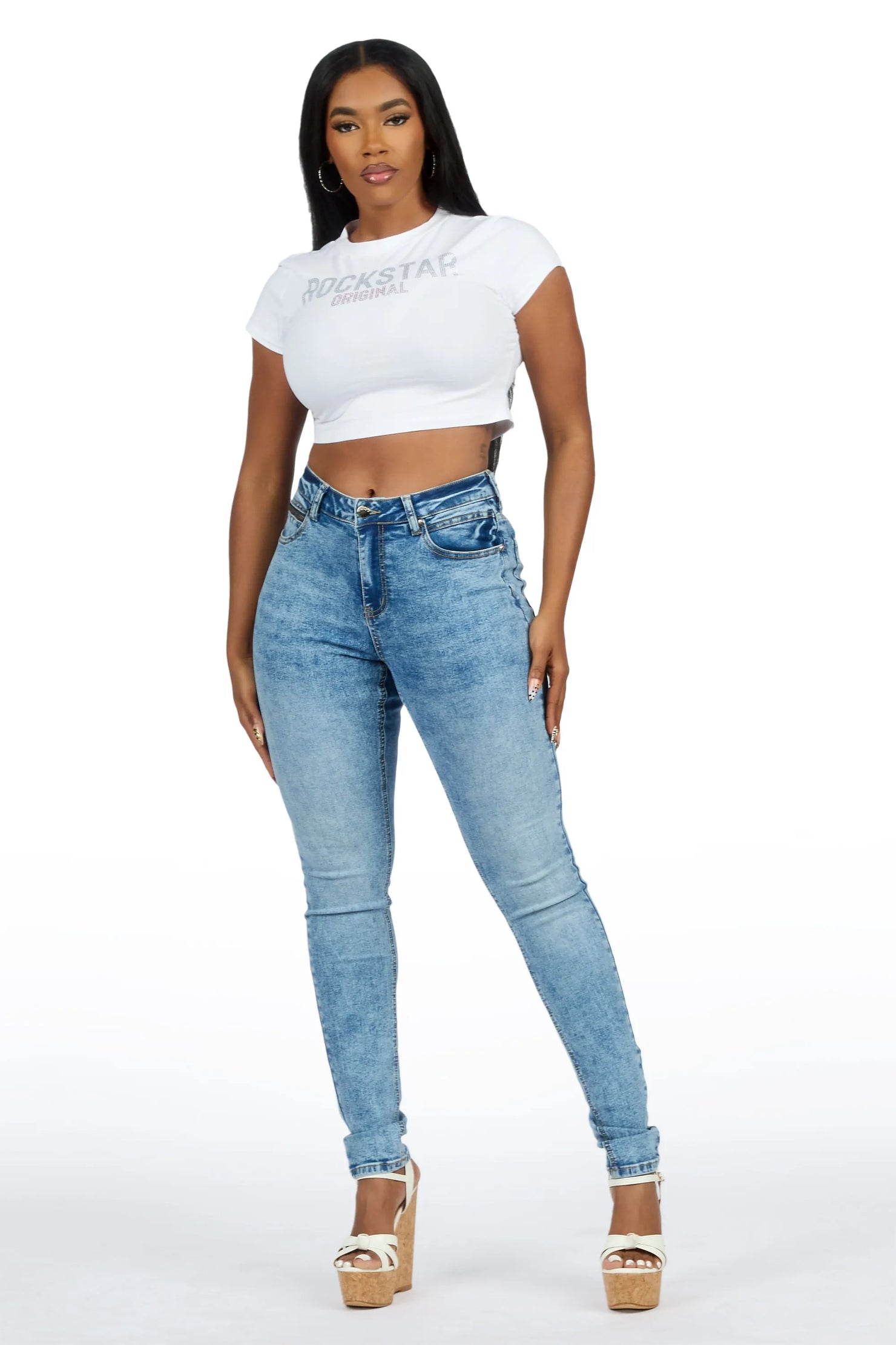 Keshona Light Wash High Rise Stretch Skinny Jean