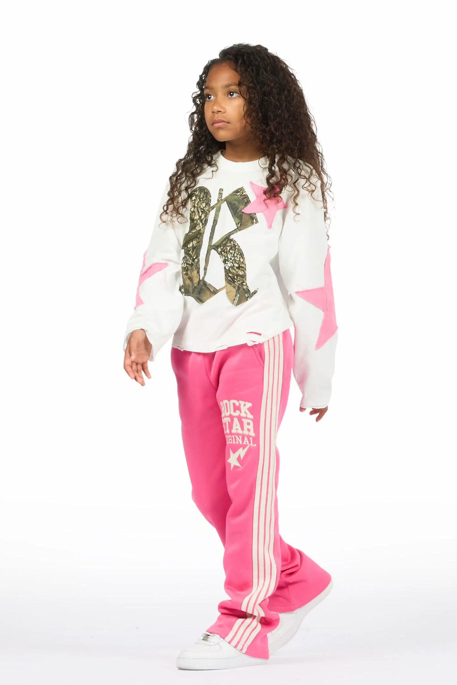 Girls Briana Hot Pink Stacked Flare Pant