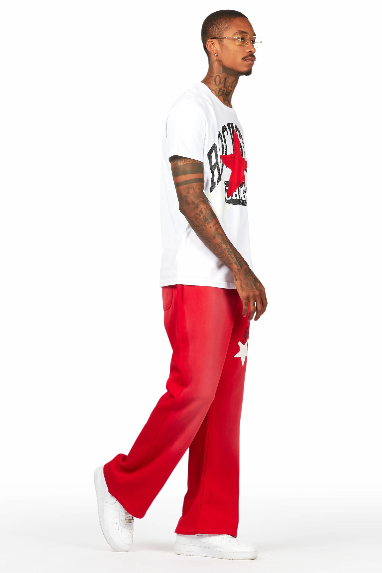 Mallor White/Red T-Shirt/Stacked Track Set