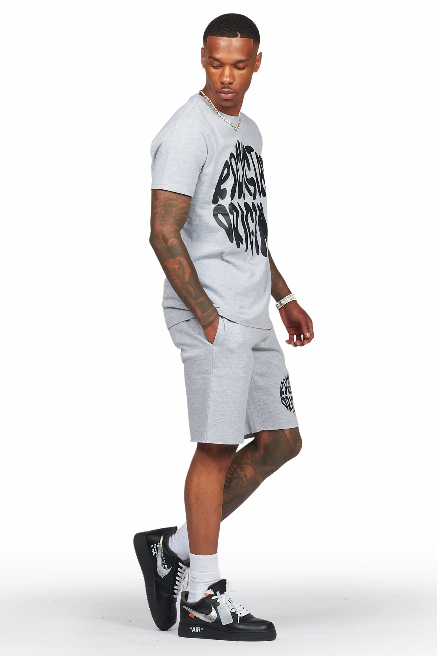 Thierry Heather Grey T-Shirt/Short Set