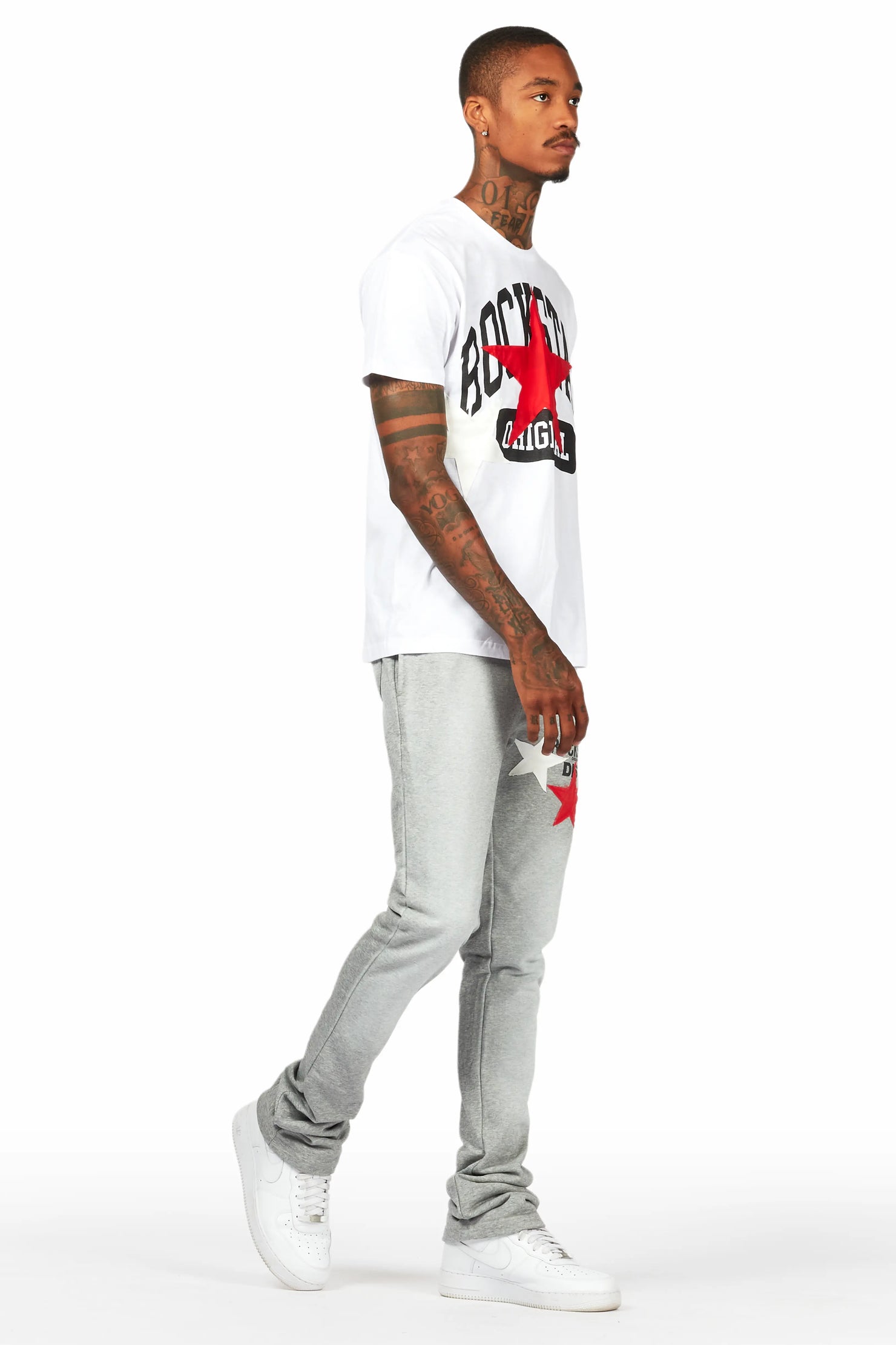 Mallor White/Grey T-Shirt/Stacked Track Set