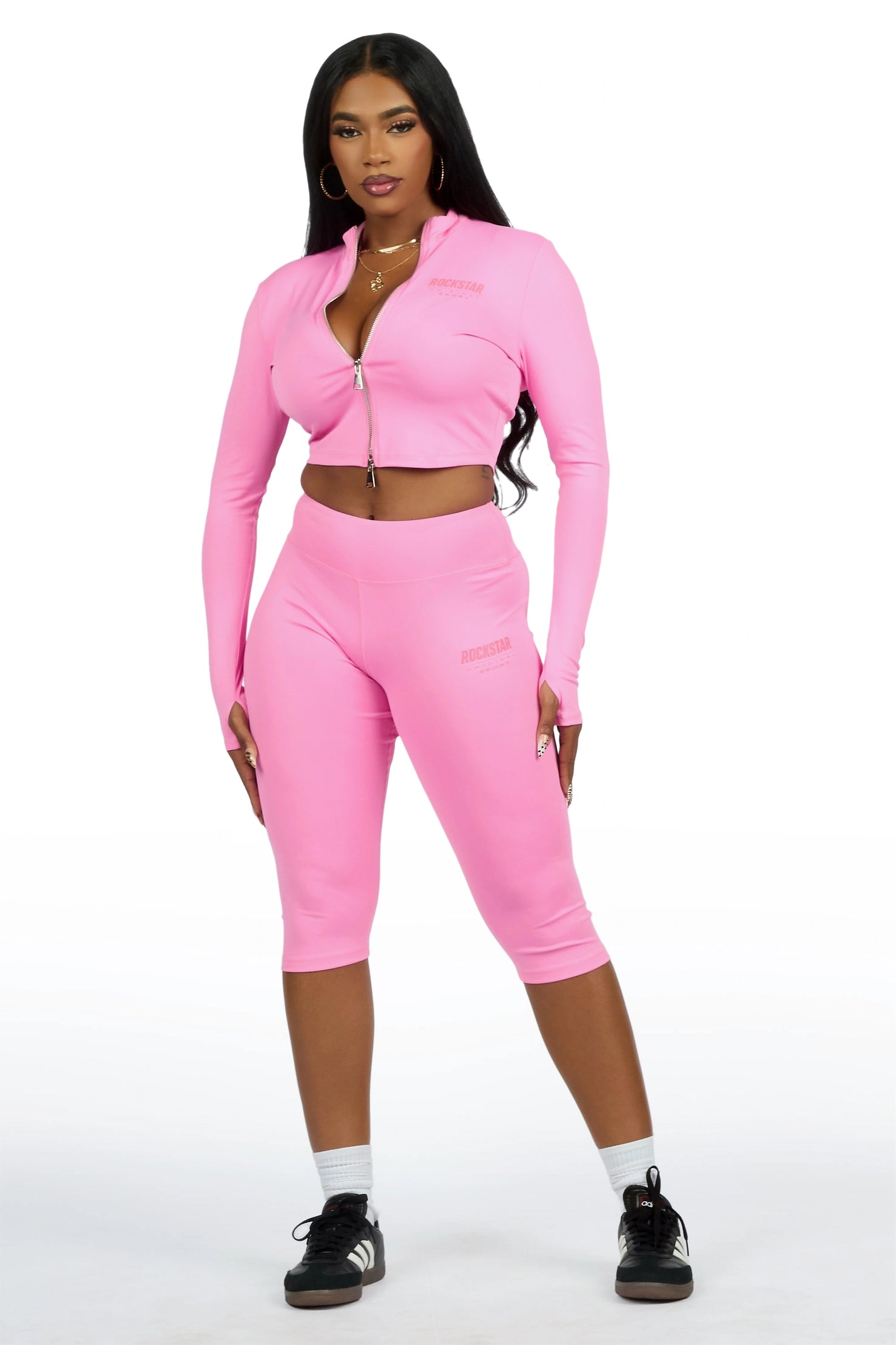 Annalisha Pink Capri Active Set