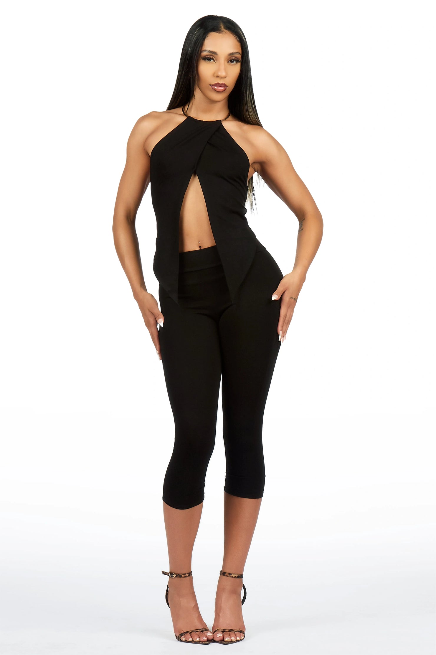 Fly-aay Black 2 pc Capri Set