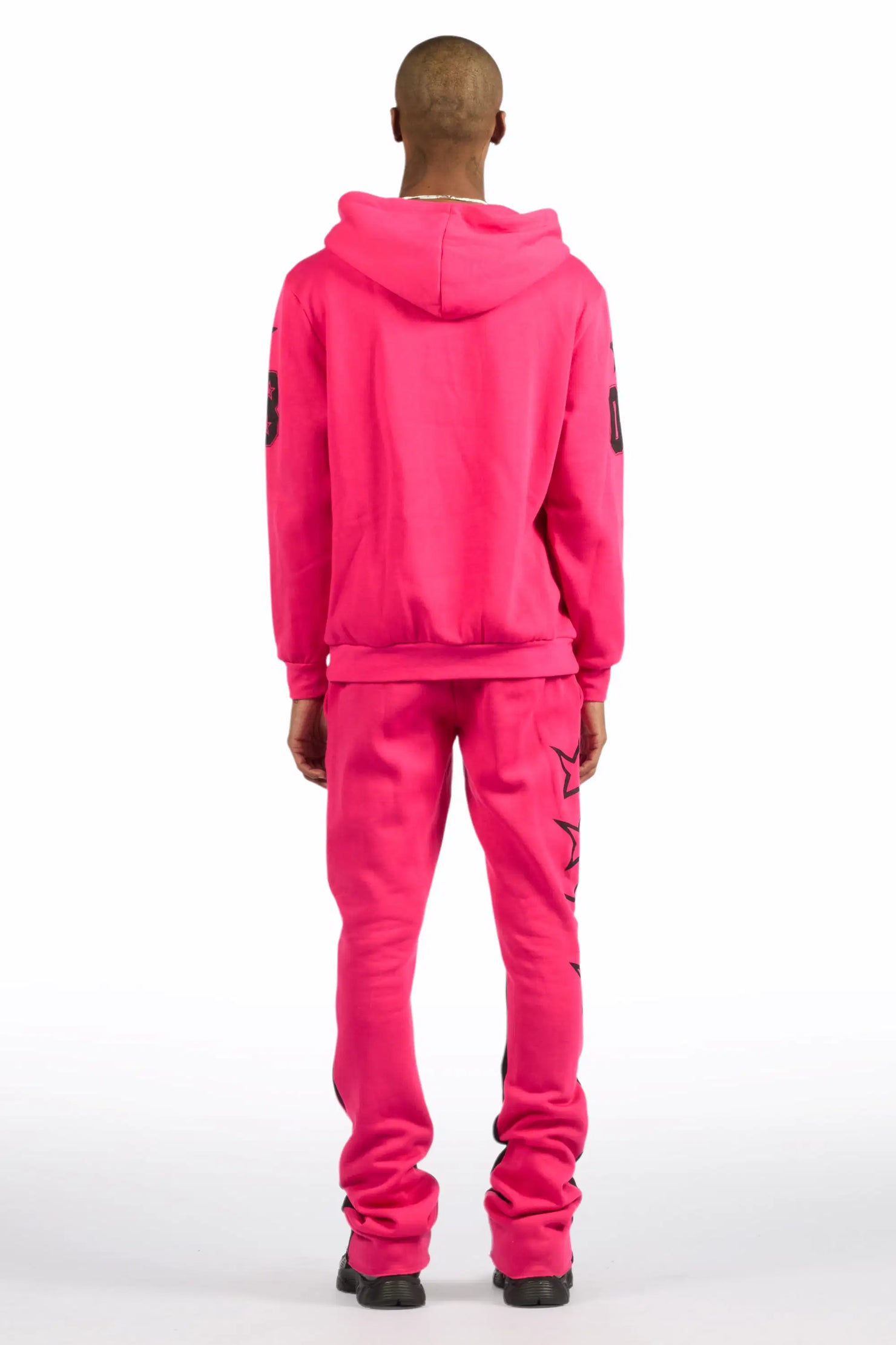 Skender Fuchsia/Black Hoodie/Stacked Flare Track Set