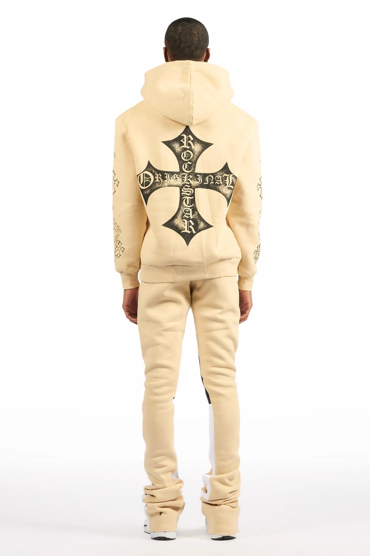 Marzion Beige/Black Hoodie/Super Stacked Track Set