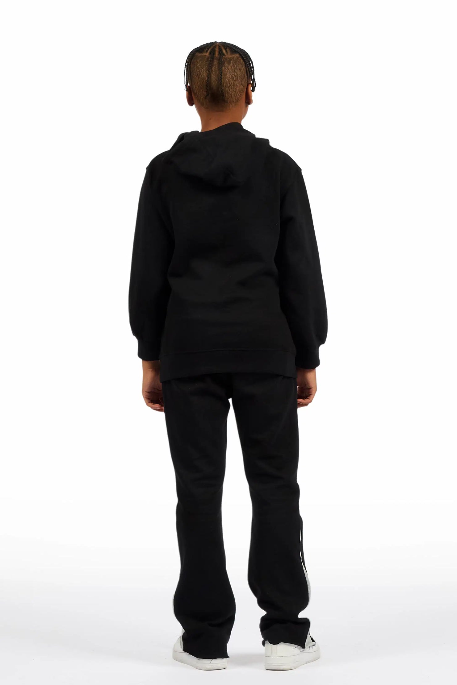Boys Rodgers Black Hoodie Stacked Flare Track Set