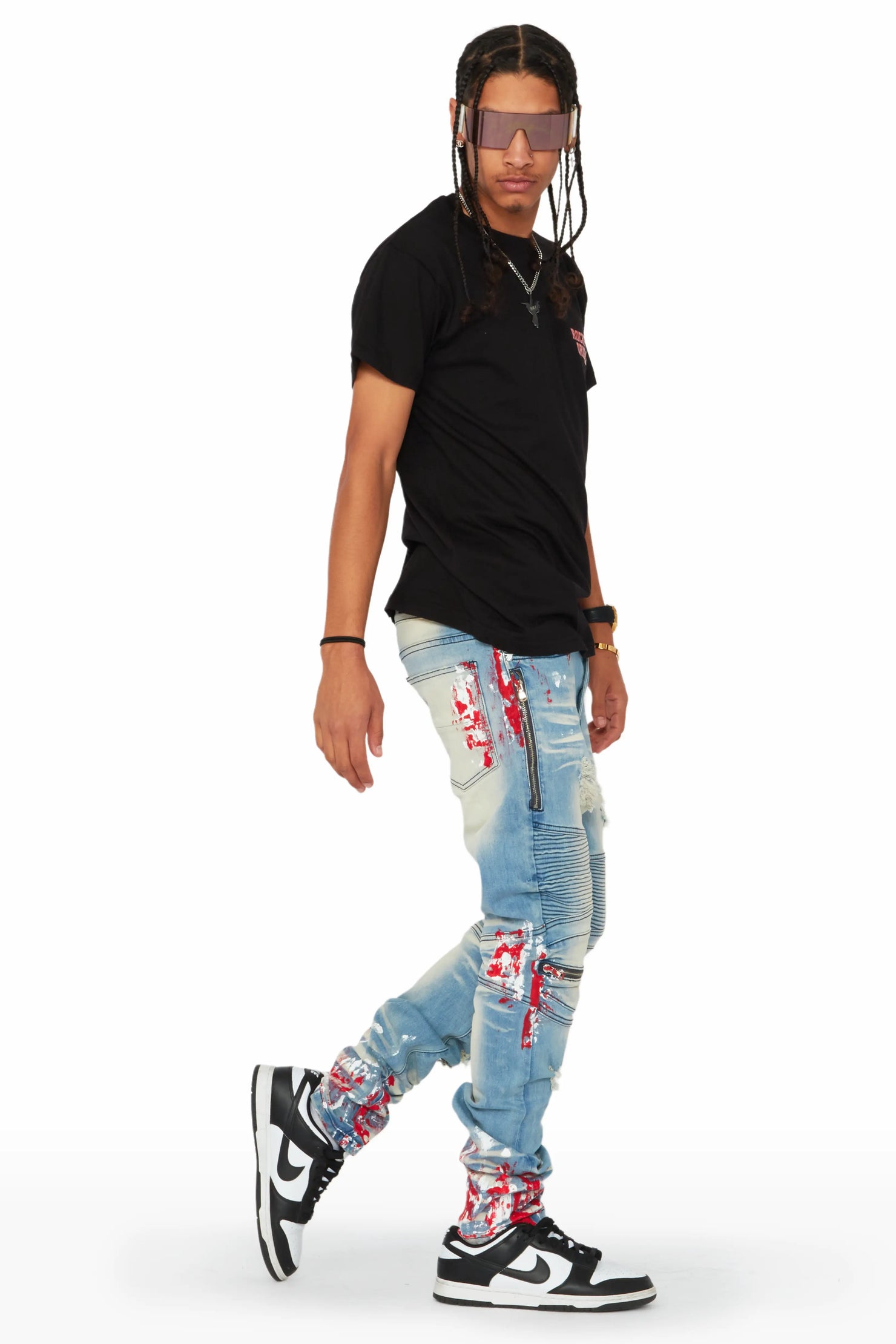 Kodak Blue/Red Painter Biker Jean