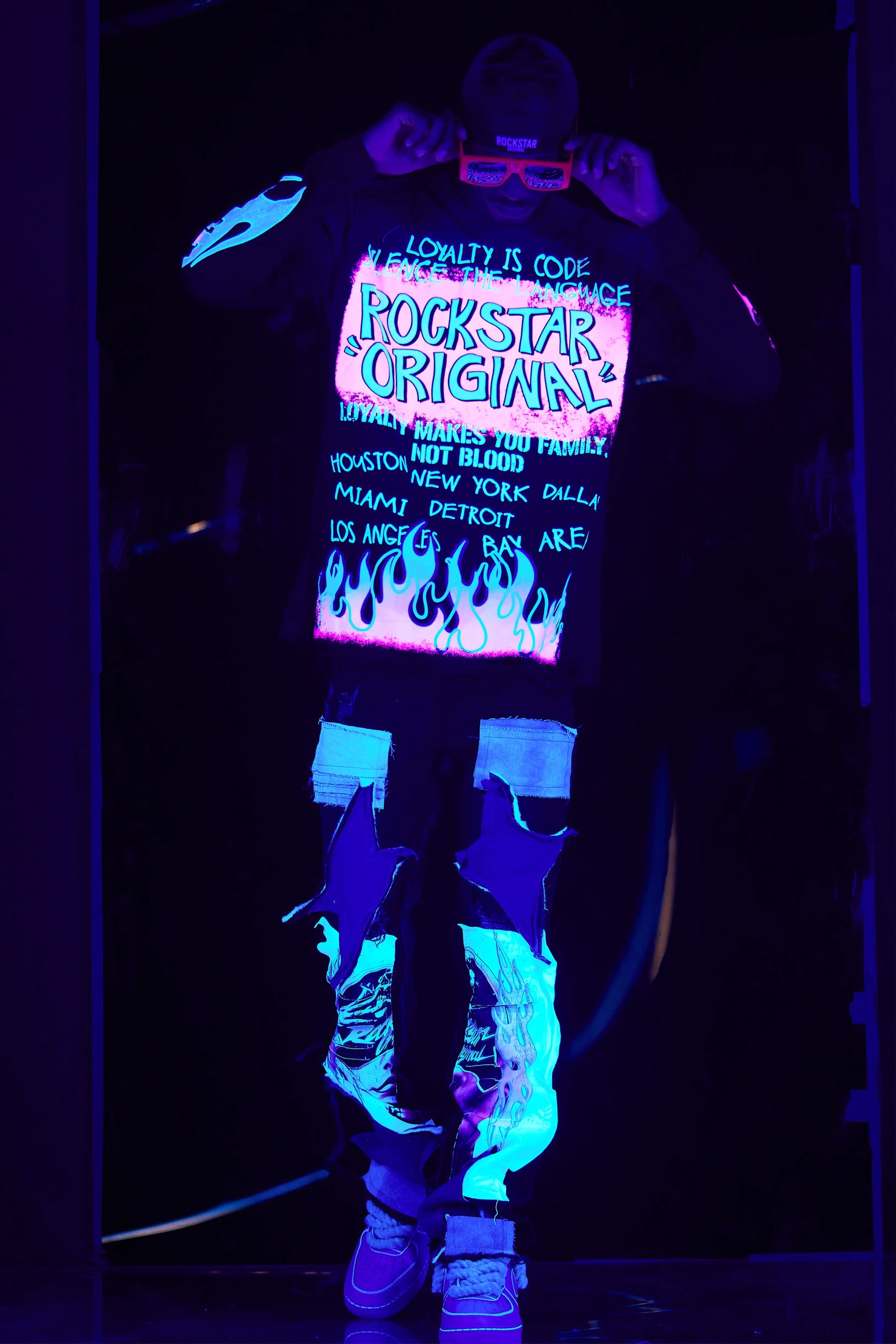 Helios Dark Grey Patchwork Stacked Flare Jean