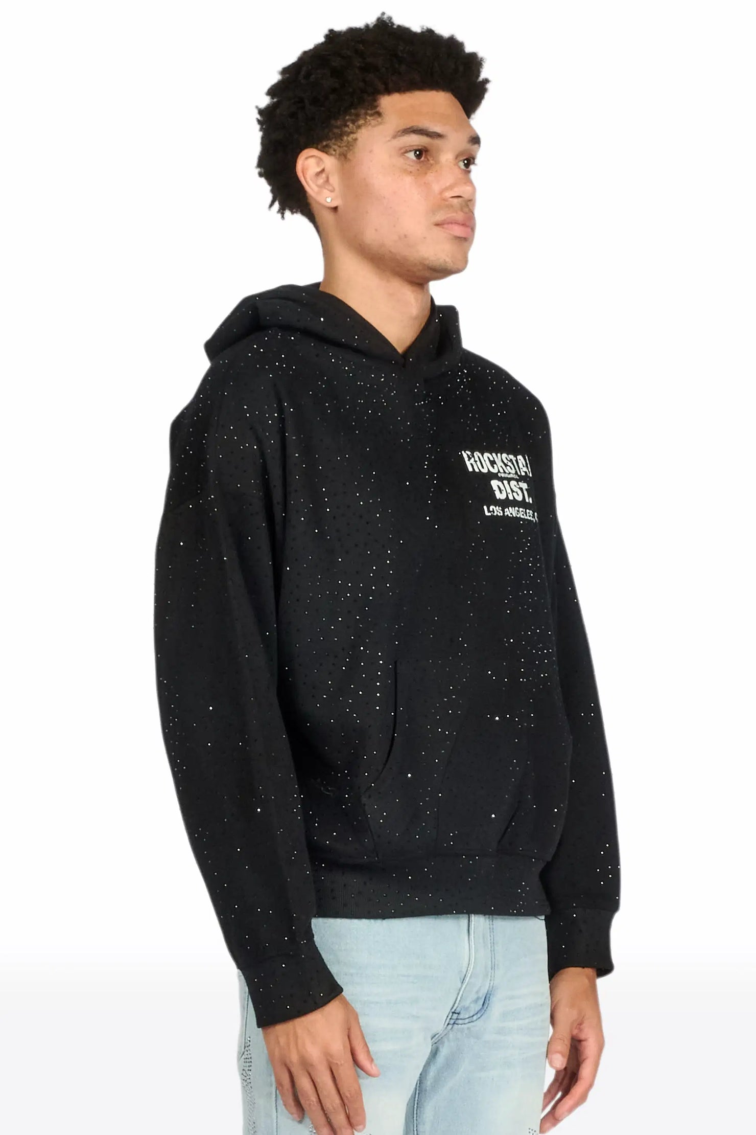 Lake Black Rhinestone Oversized Hoodie