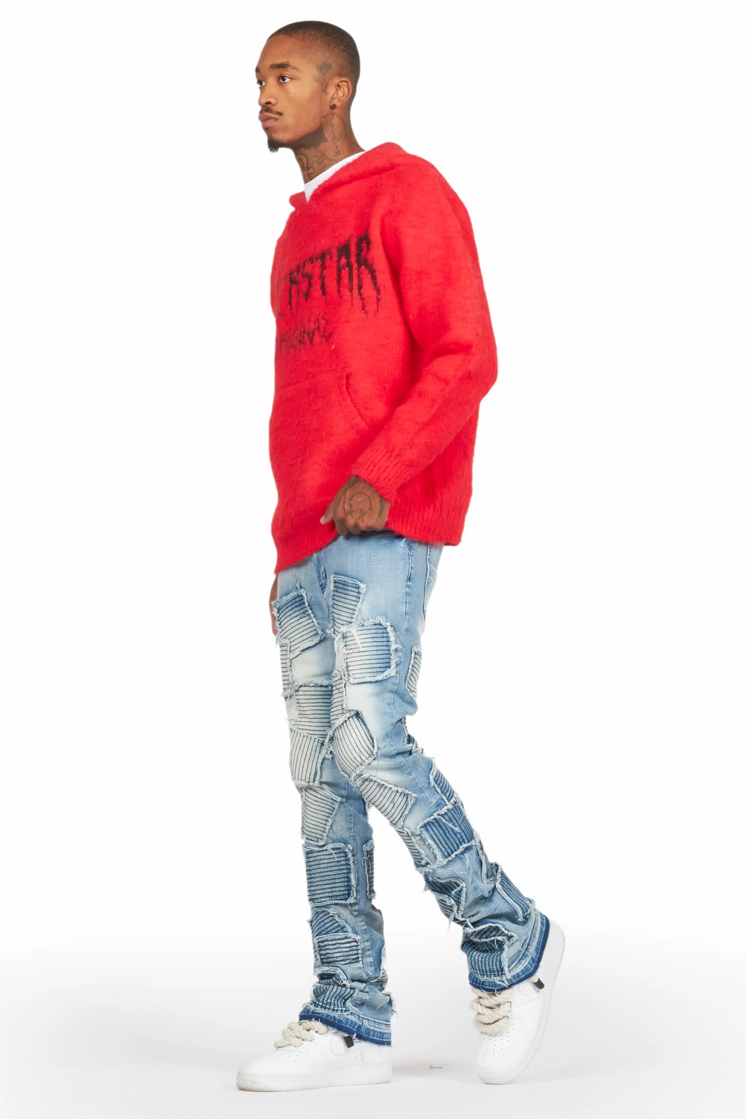 Andros Red Graphic Knitted Hoodie