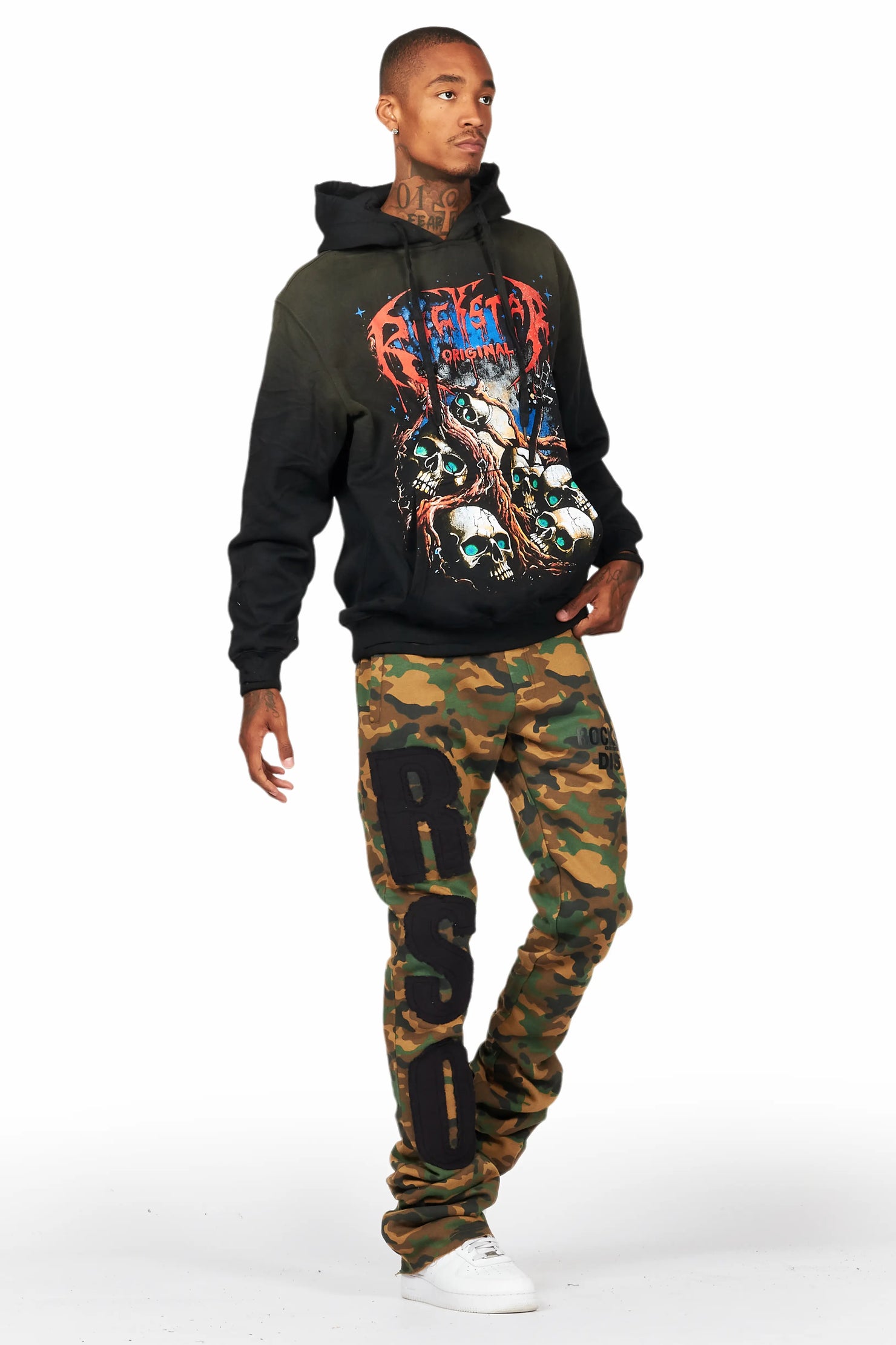 Bansi Faded Camo Super Stacked Trackpant