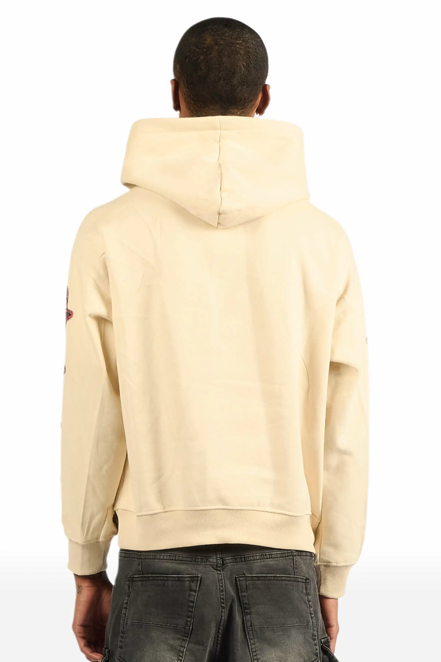 Tyvion Beige Rhinestone Oversized Hoodie