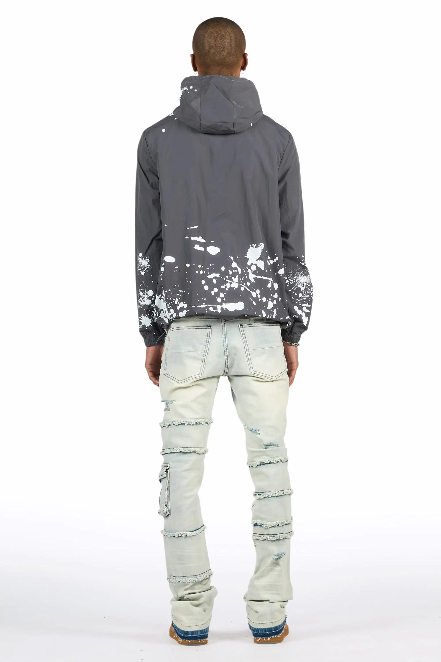 Raffer Grey/Blue Windbreaker/Stacked Cargo Flare Jean