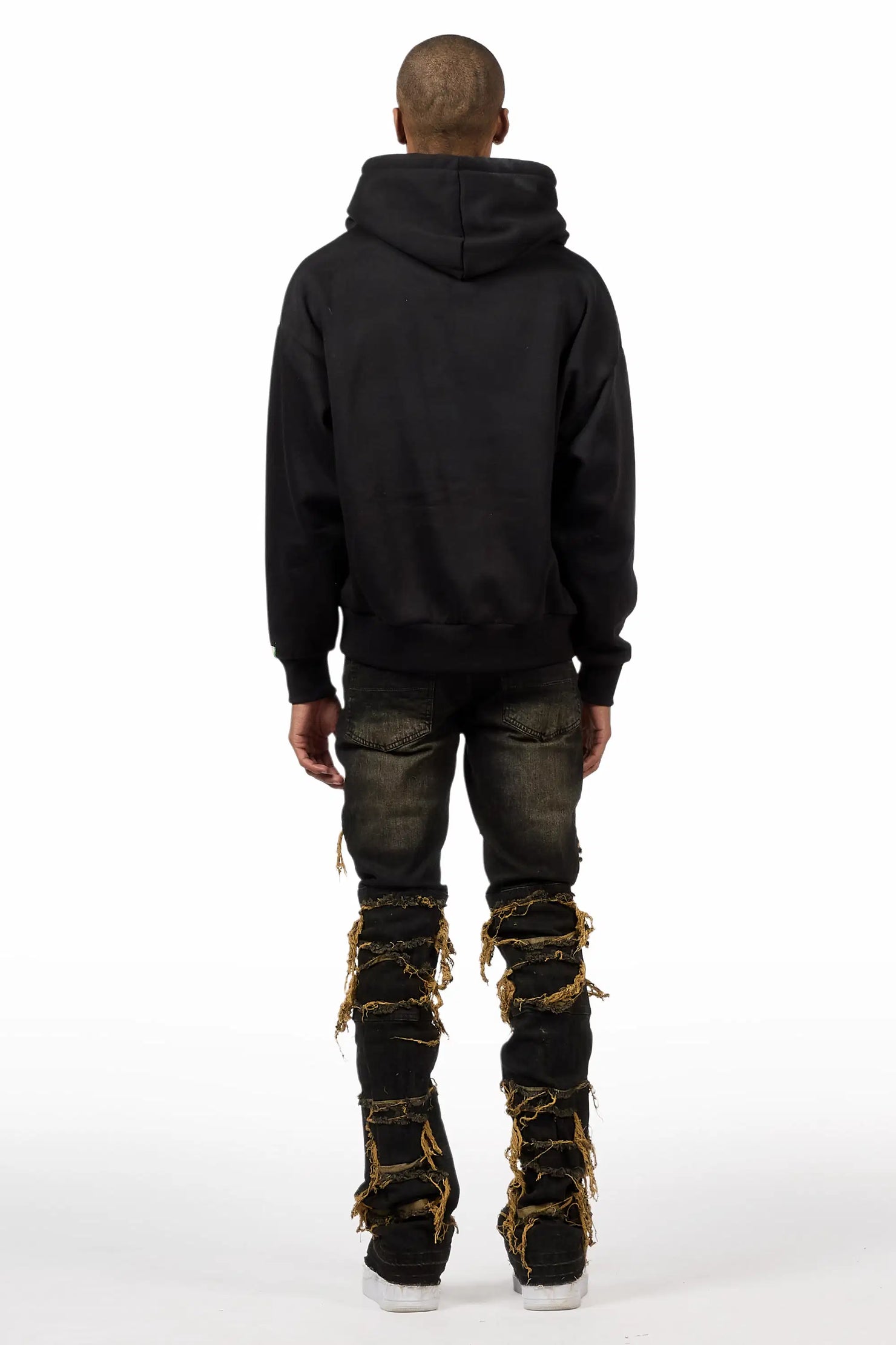 Palmer Black Relaxed Hoodie & Vasco Tint Grey Stacked Flare Jean Set