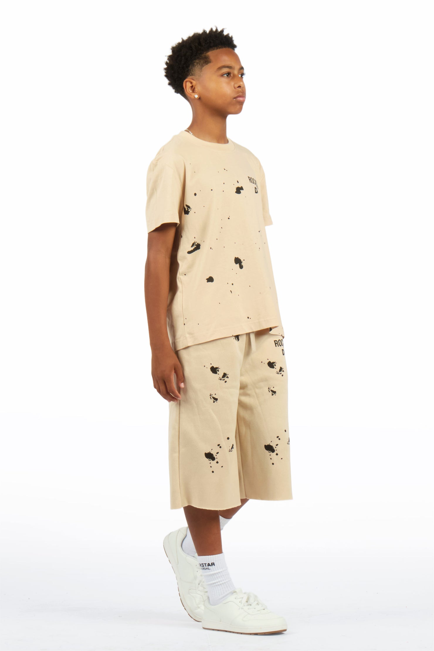 Boys Raffer Beige/Beige T-Shirt Jort Set