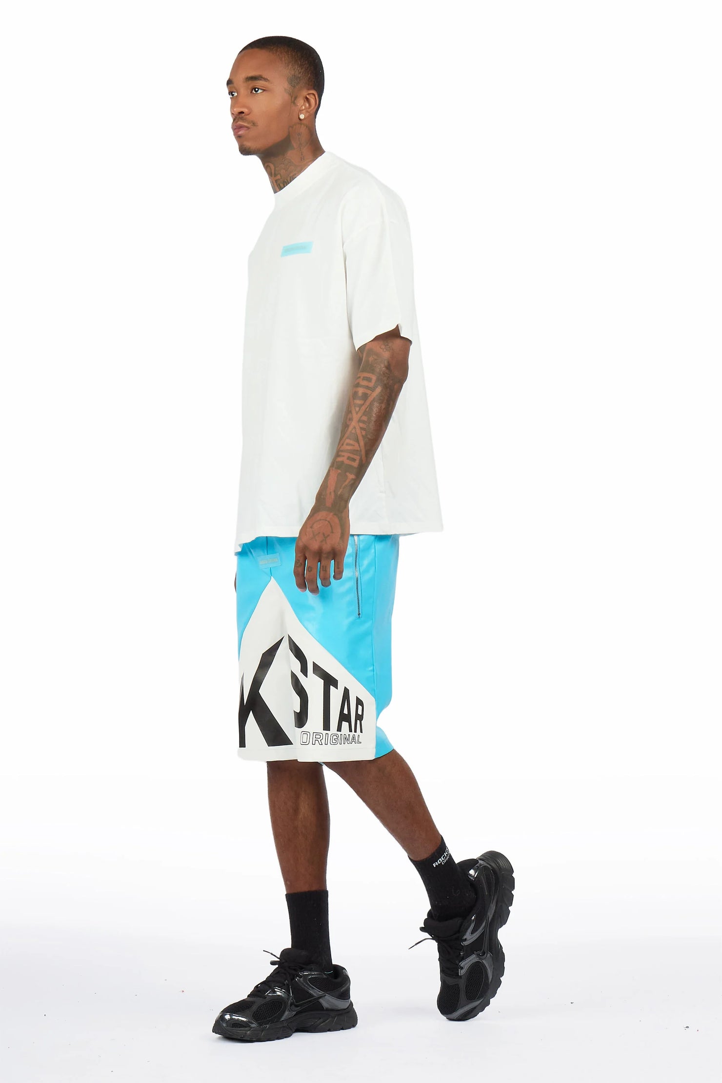 Zayn White/Mint/Blue Graphic Short Set