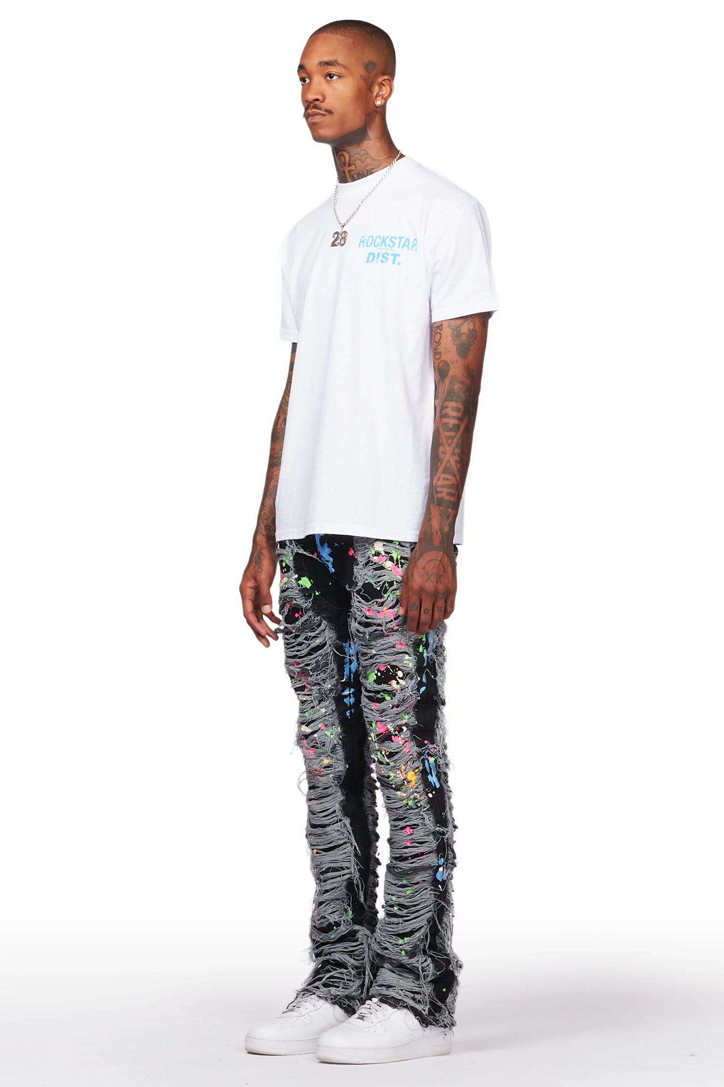 Leigh Black Painter Stacked Flare Jean