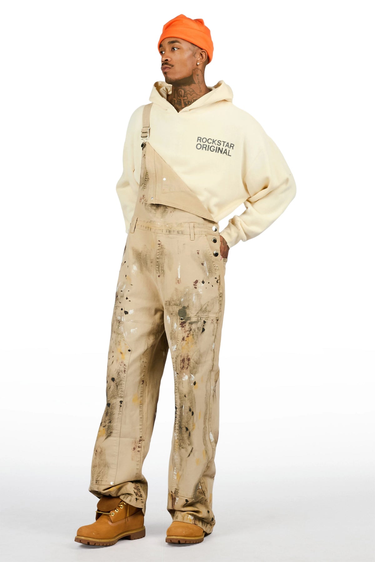 Fustier Beige Painter Denim Overall
