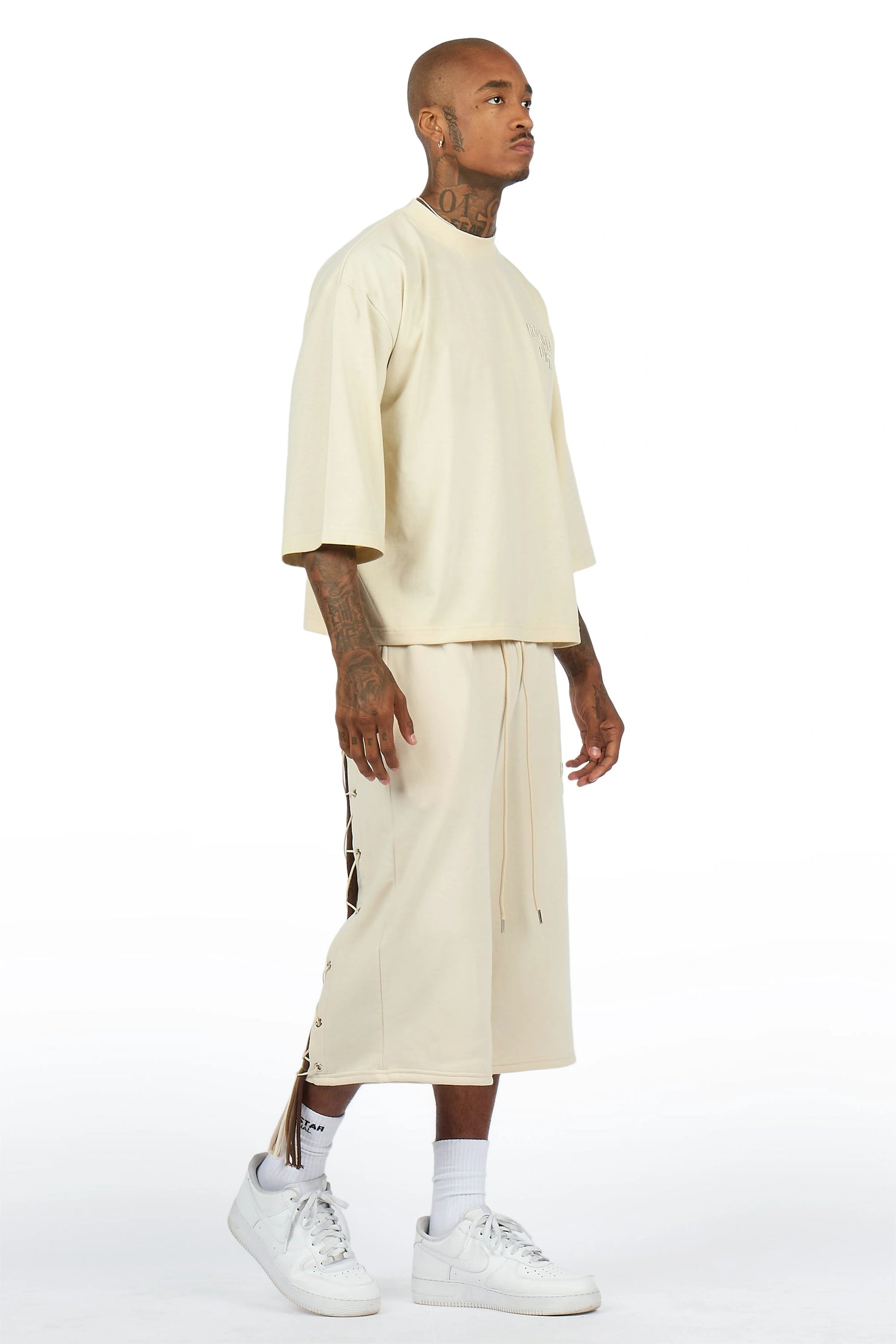 Jolan Beige T-Shirt/Jort Set
