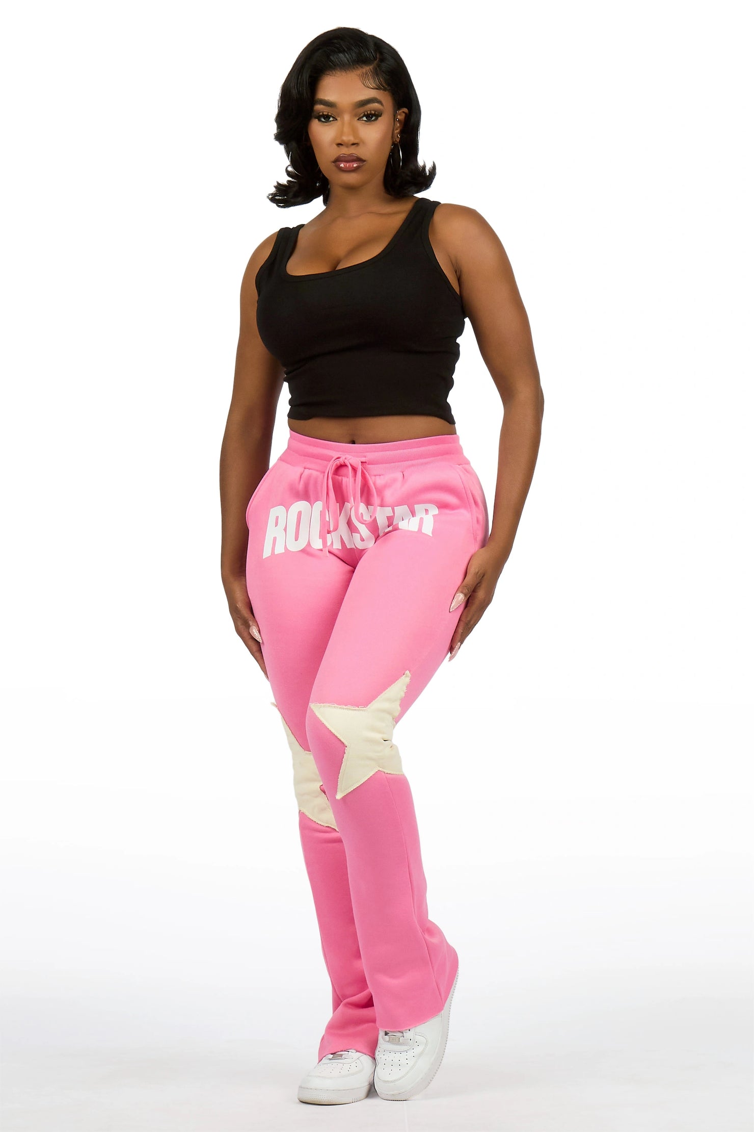 Shanelle Pink Patched Stacked Track Pant