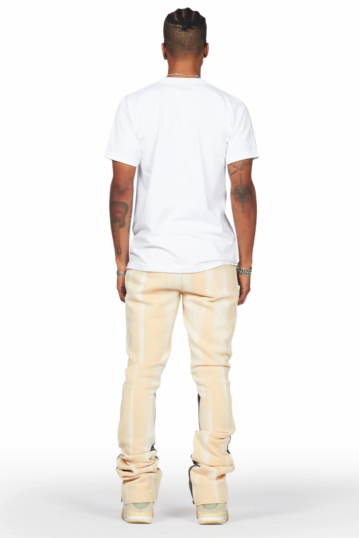 Firoz Beige Graphic Stacked Flare Pant