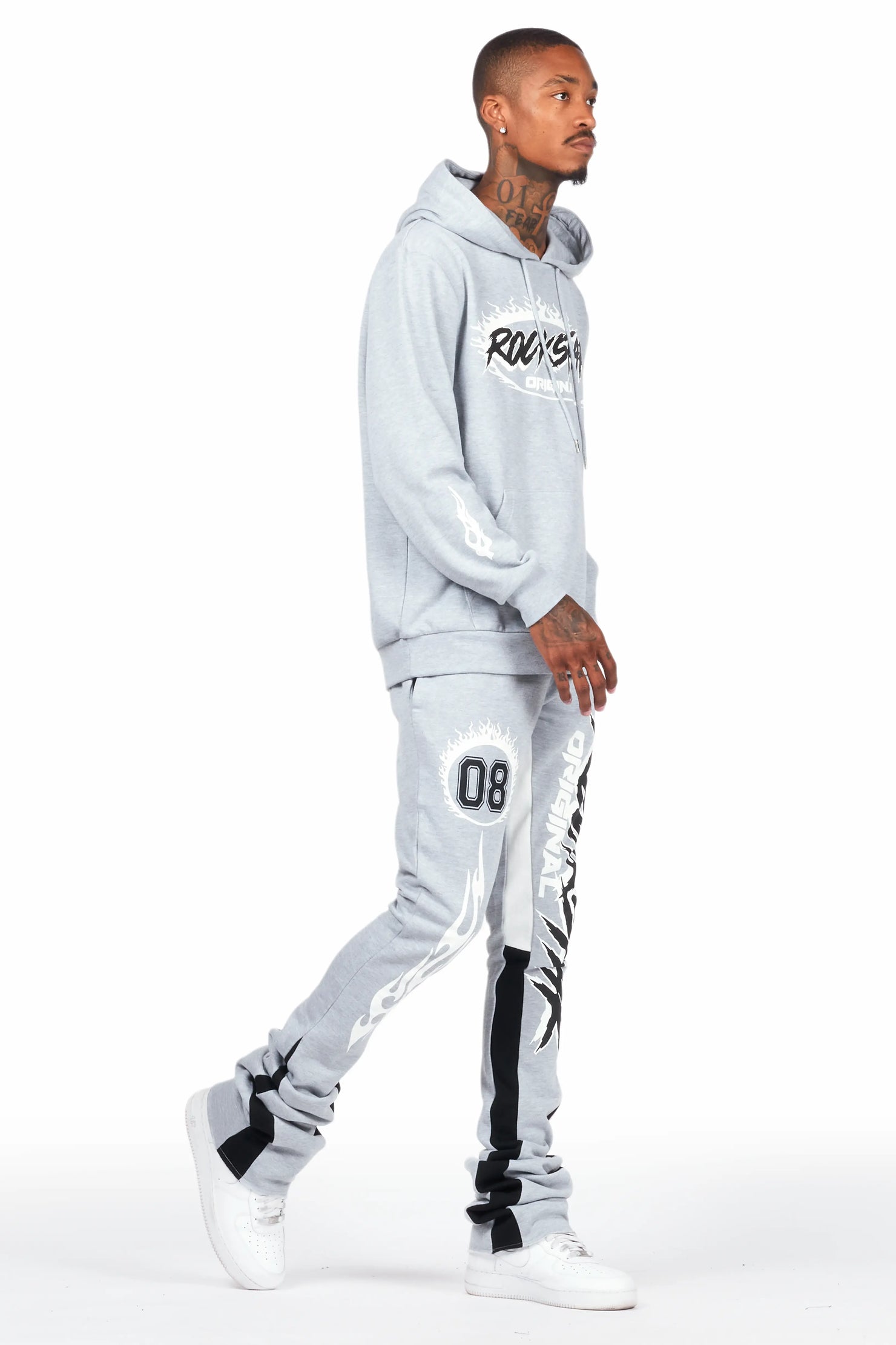 Draven Heather Grey Super Stacked Track Set