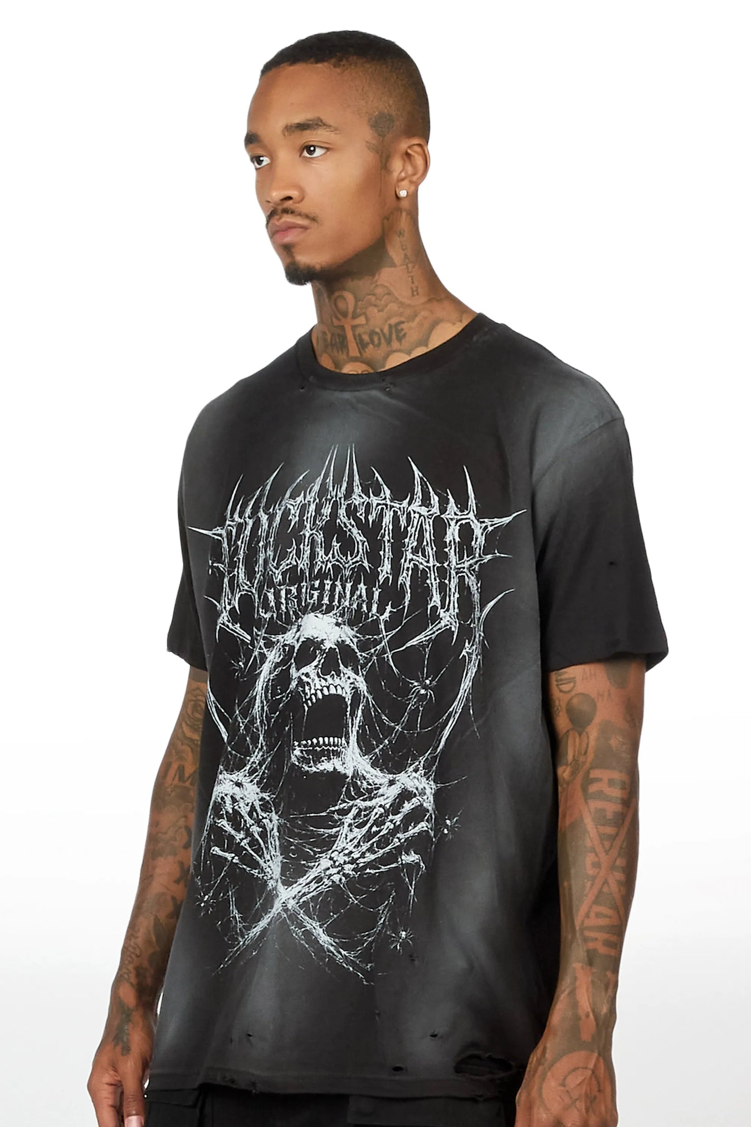 Arachmourn Black Oversized Graphic T-Shirt