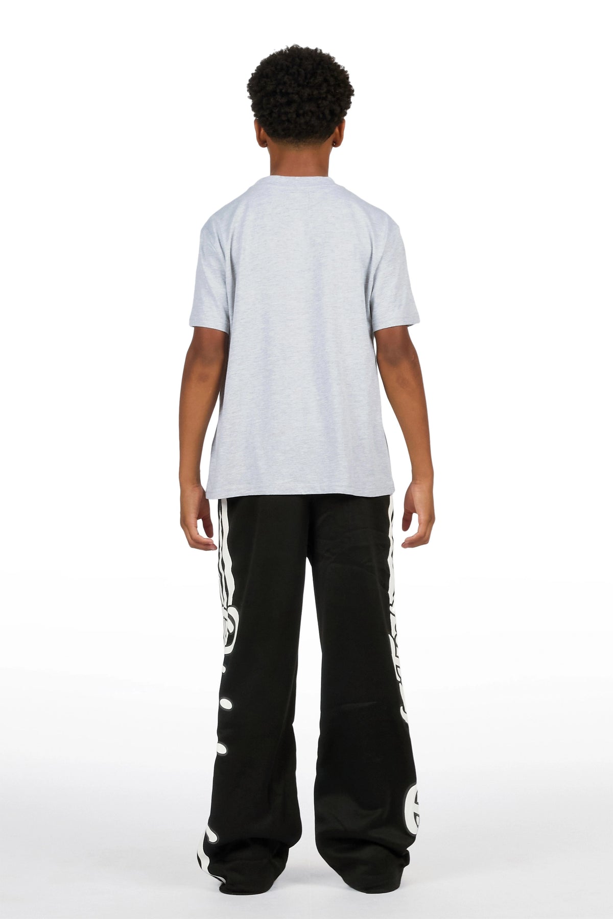 Boys Mozavi Black/White Baggy Track Pant
