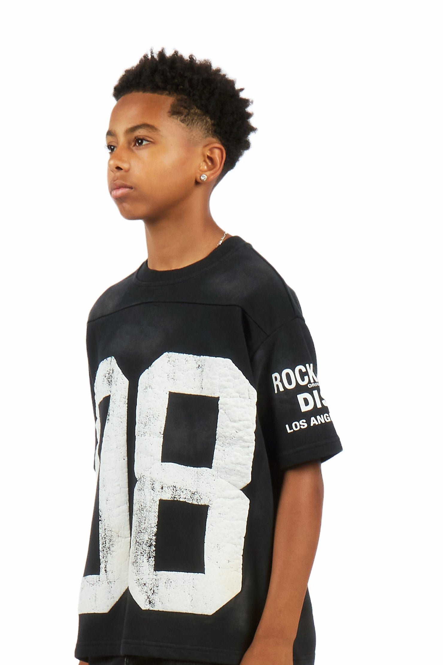 Boys Outline Black French Terry T-Shirt