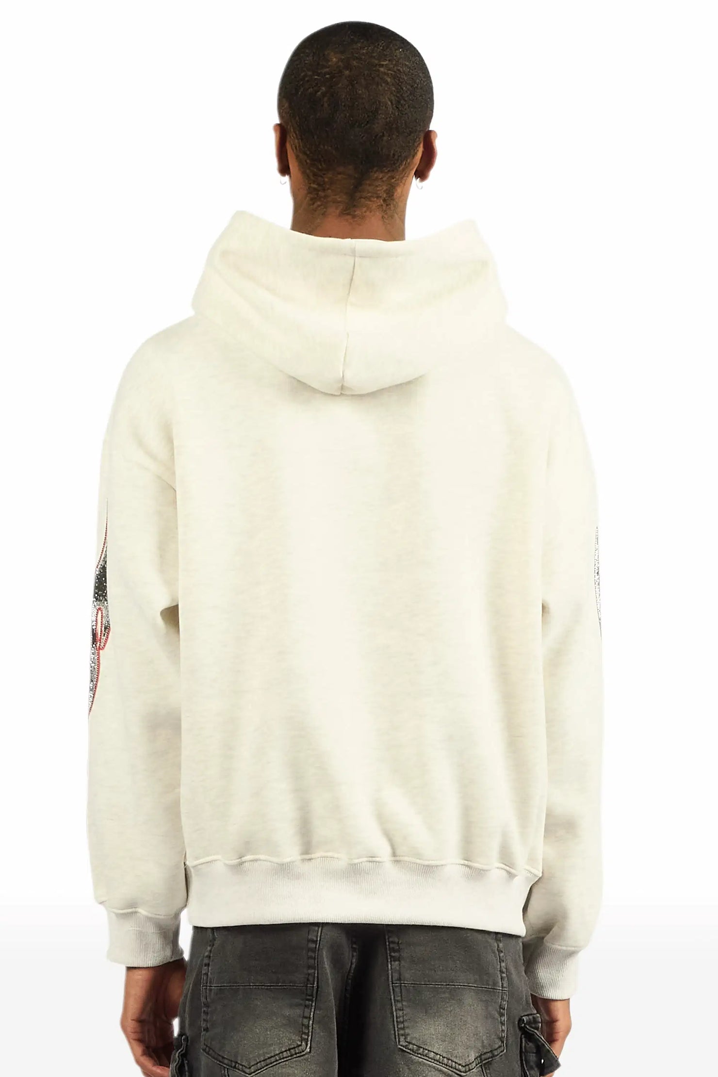 Rix Heather Grey Rhinestone Oversized Hoodie