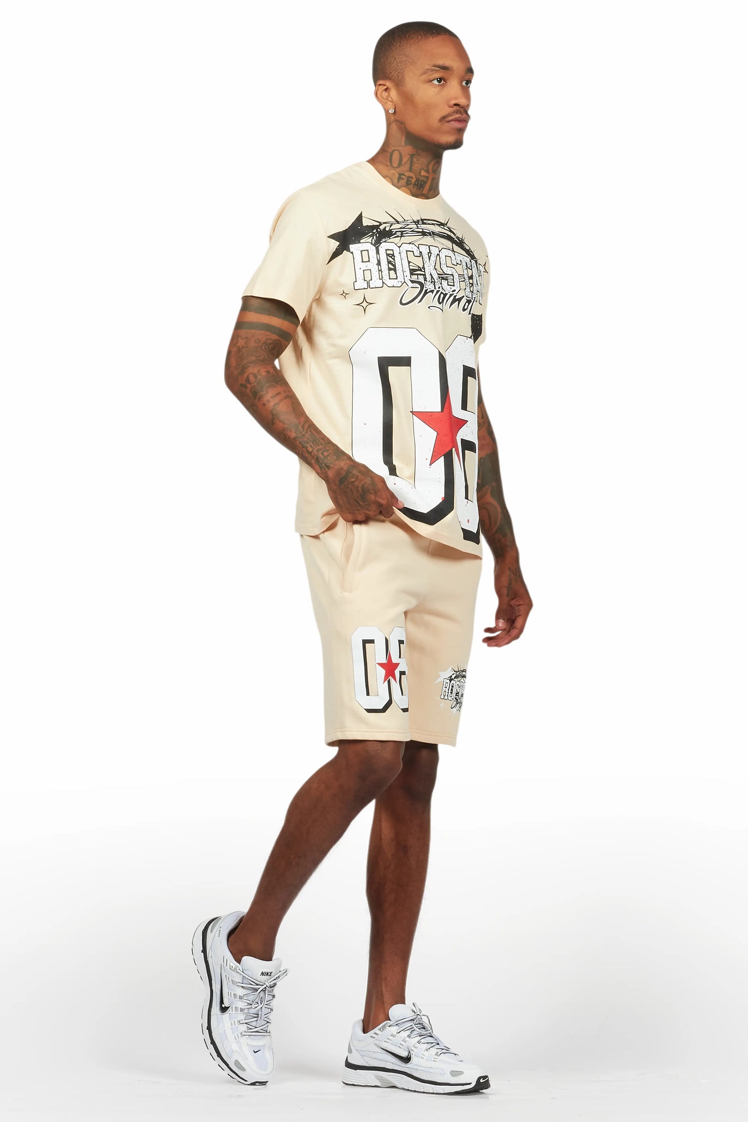 Allstar Beige/White T-Shirt Short Set