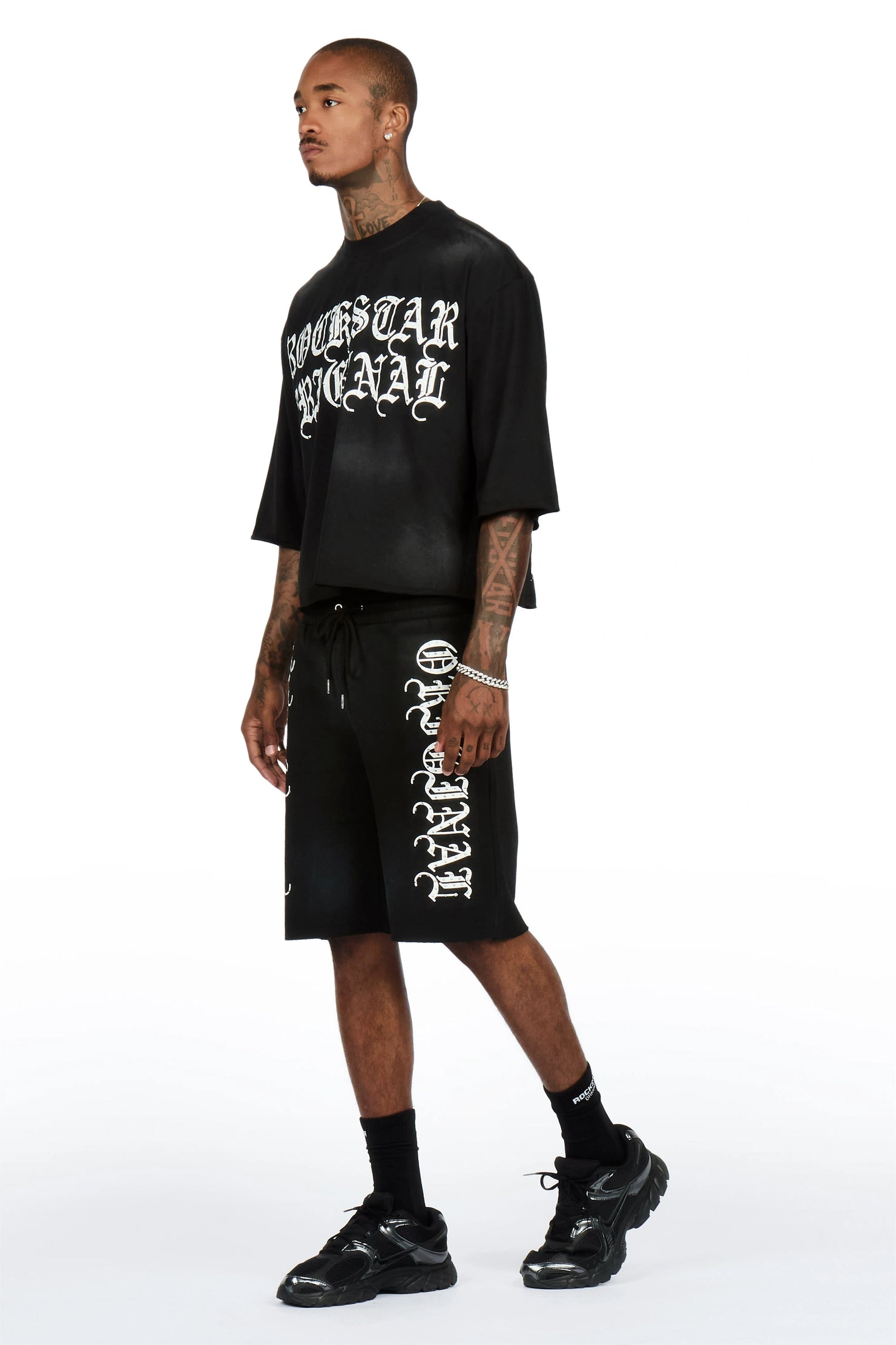 Dazzle Black Rhinestone T-Shirt/Short Set