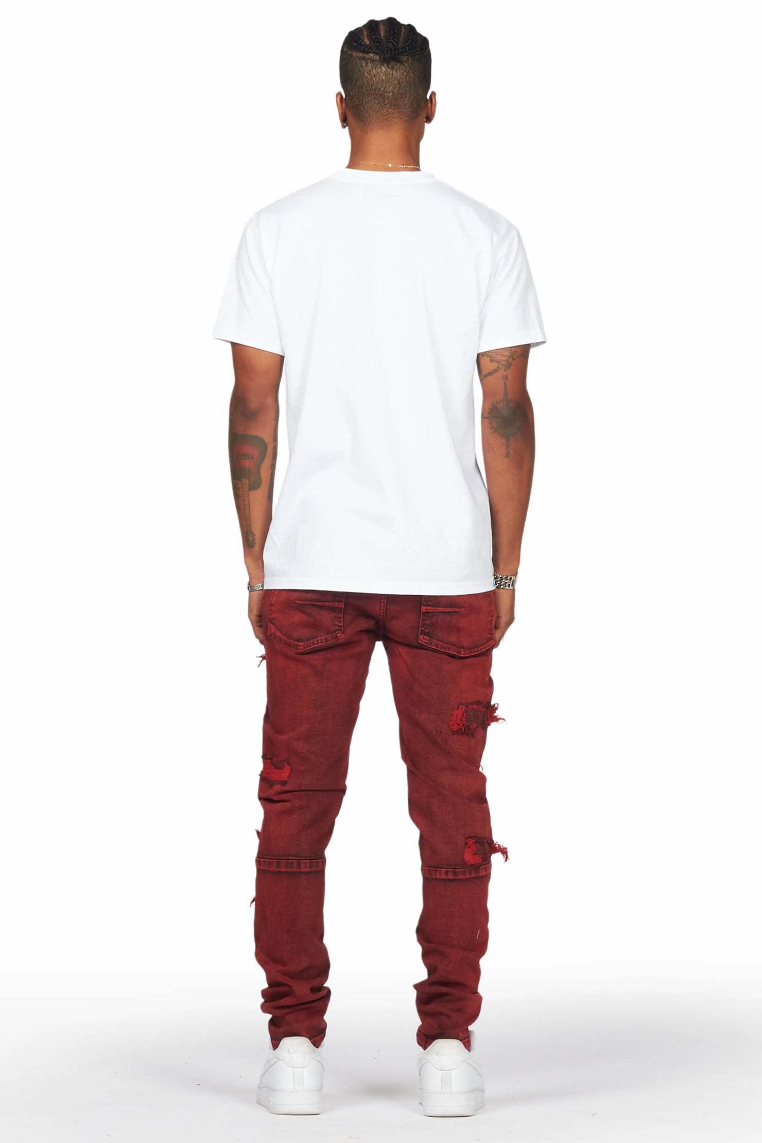 Dalit Red Under Patch Skinny Fit Jean