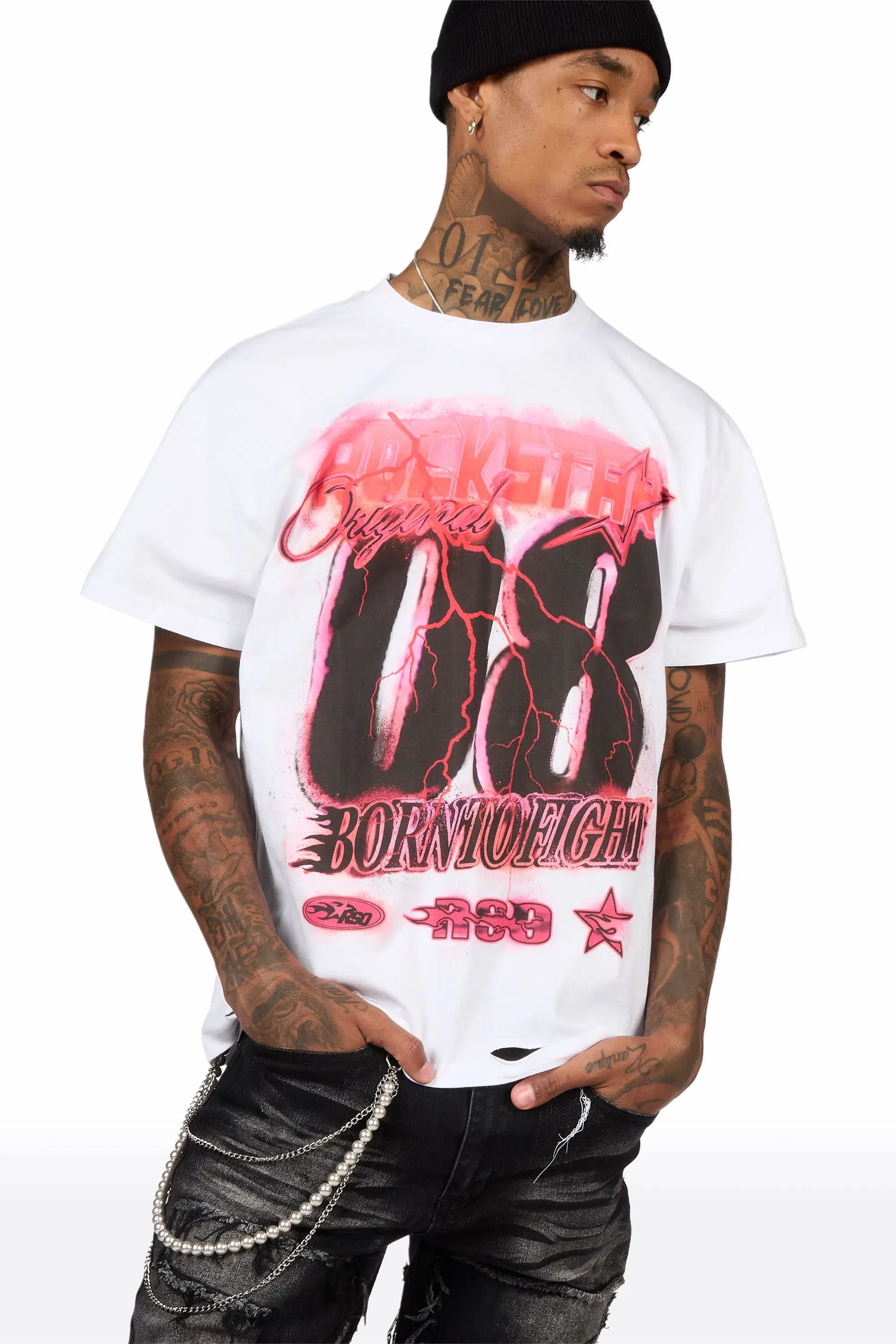 Vaelox White Oversized Graphic T-Shirt