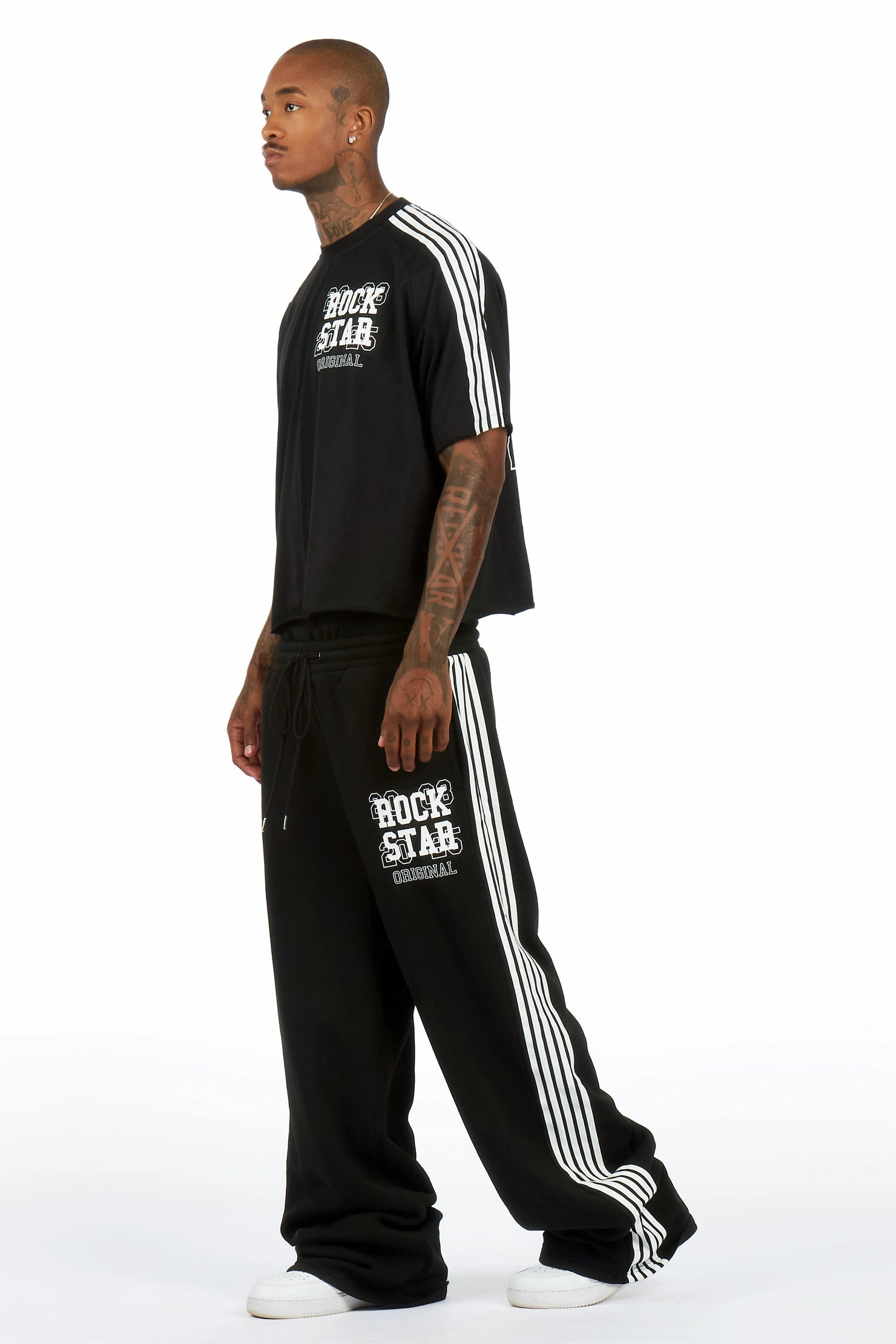 Berco Black T-Shirt/Double Waisted Baggy Track Set
