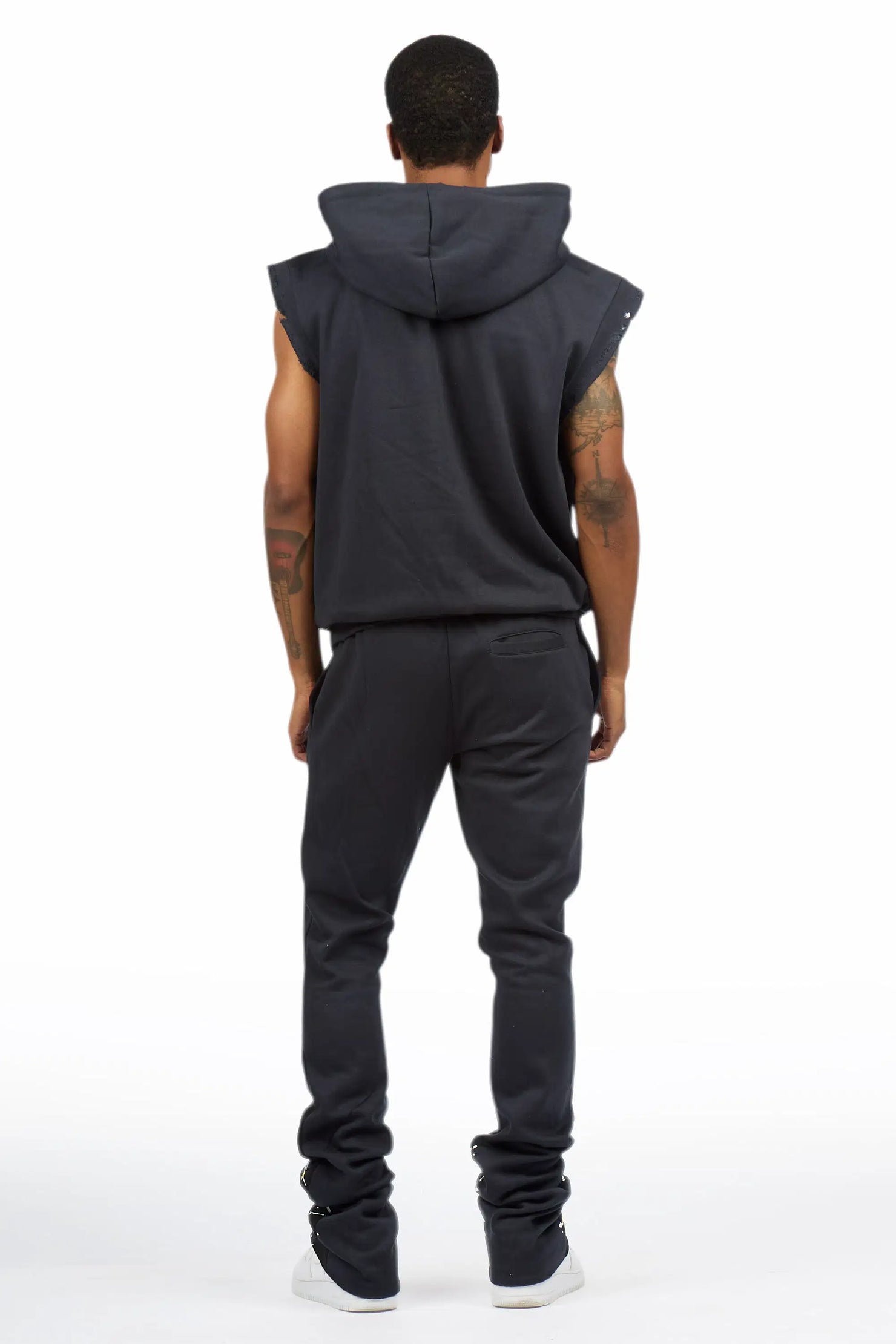 Horia Charcoal/Multi Cut Sleeve Hoodie/Stacked Pant Track Set