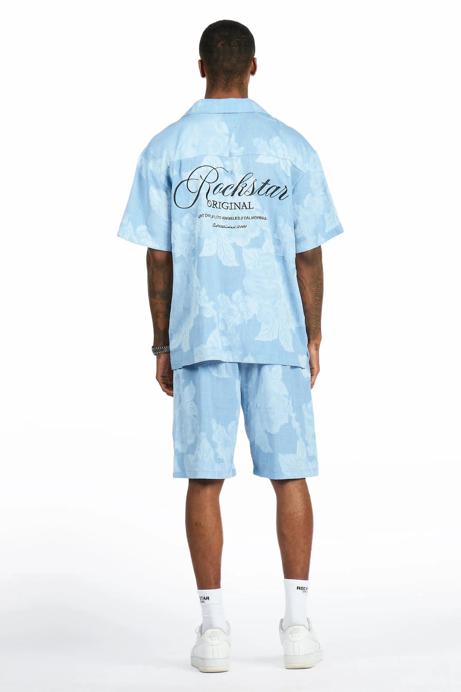 Frost Blue Button Down Shirt/Short Set