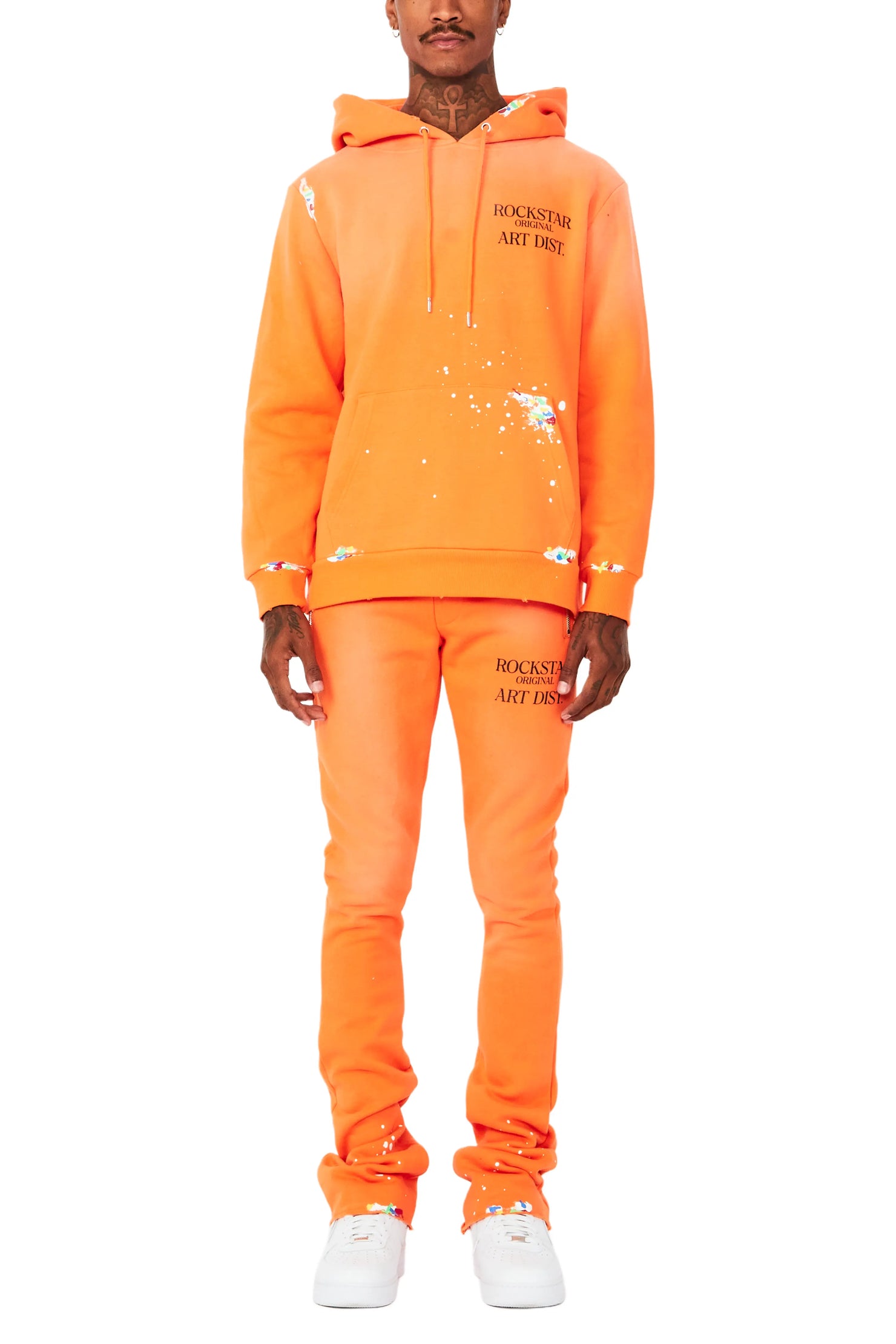 Rockstar Art Dist. Orange Hoodie/Stacked Flare Set