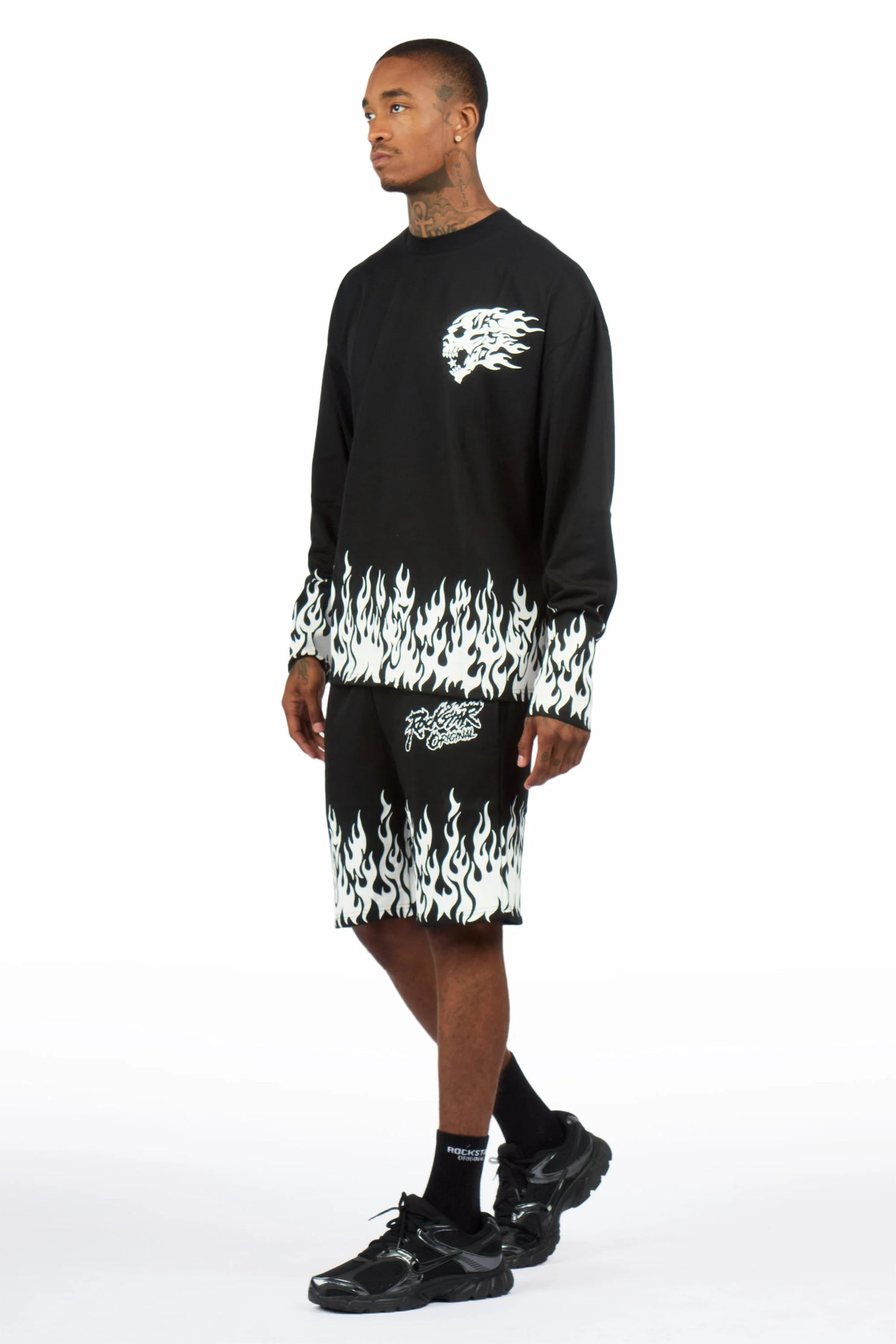 Bubble Black/White Long Sleeve T-Shirt/Short Set