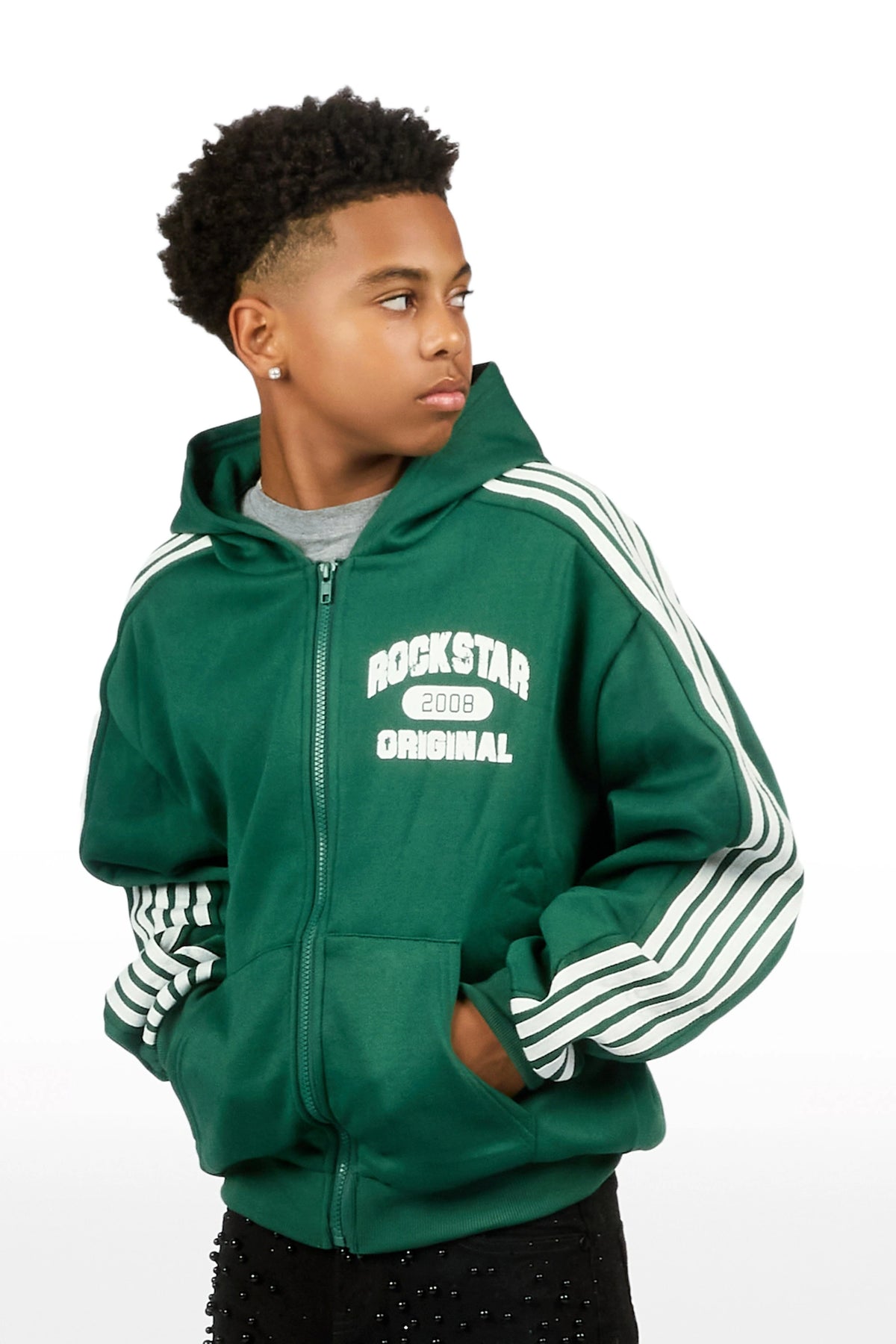 Boys Tylla Green Zip Up Hoodie