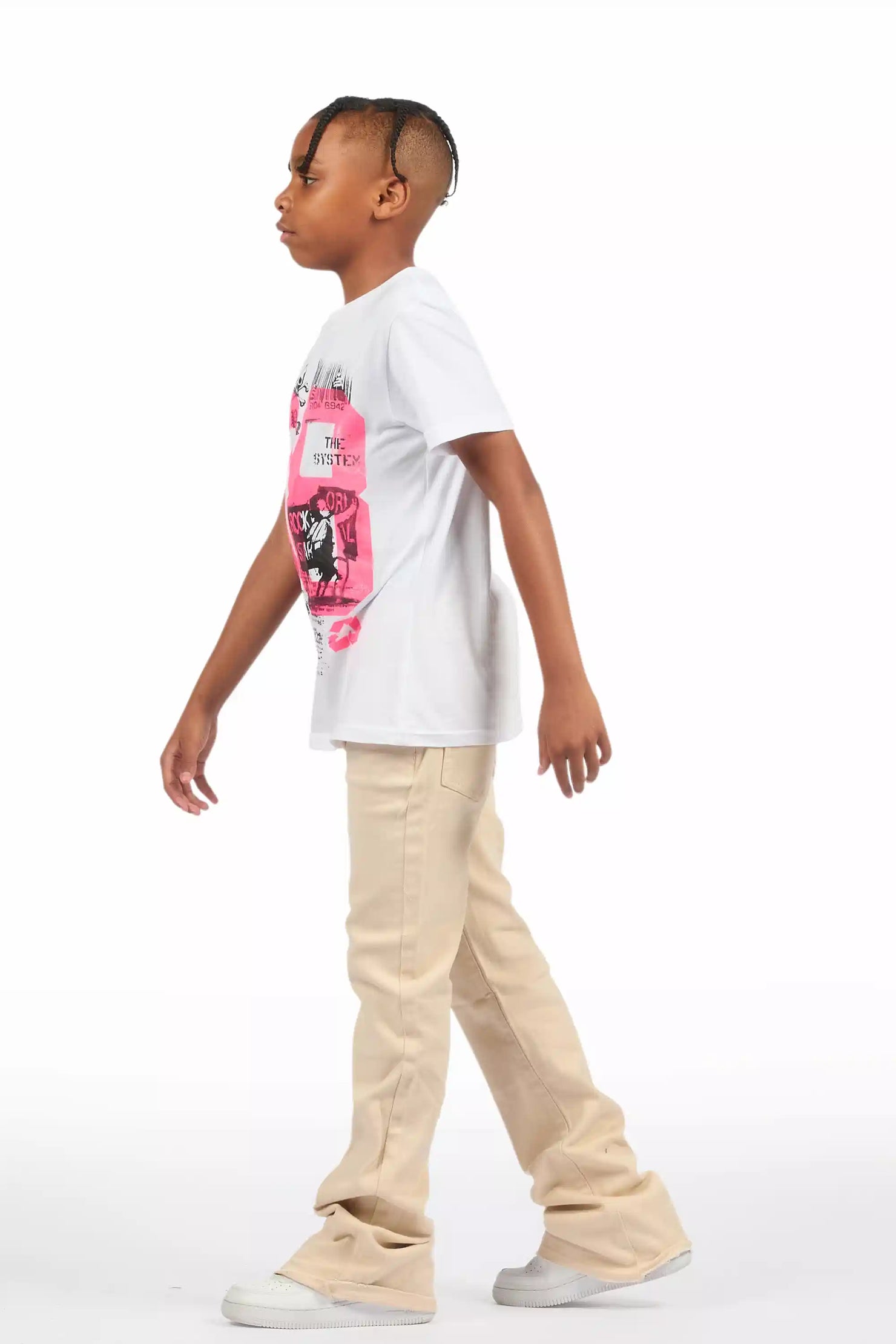 Boys Dag Beige Stacked Flare Jean