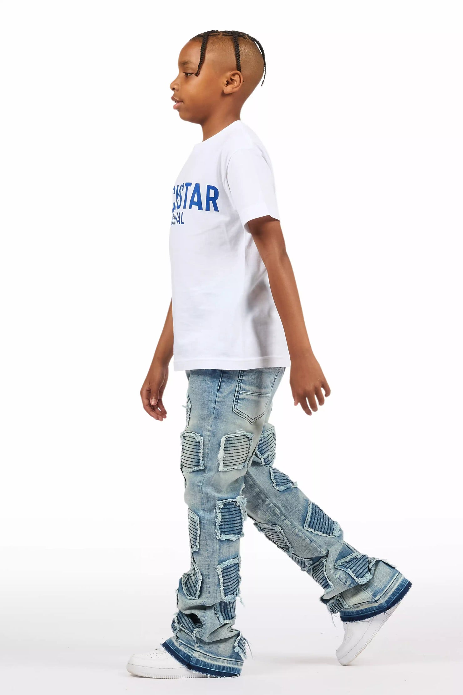 Boys Gawel Blue Stacked Flare Jean
