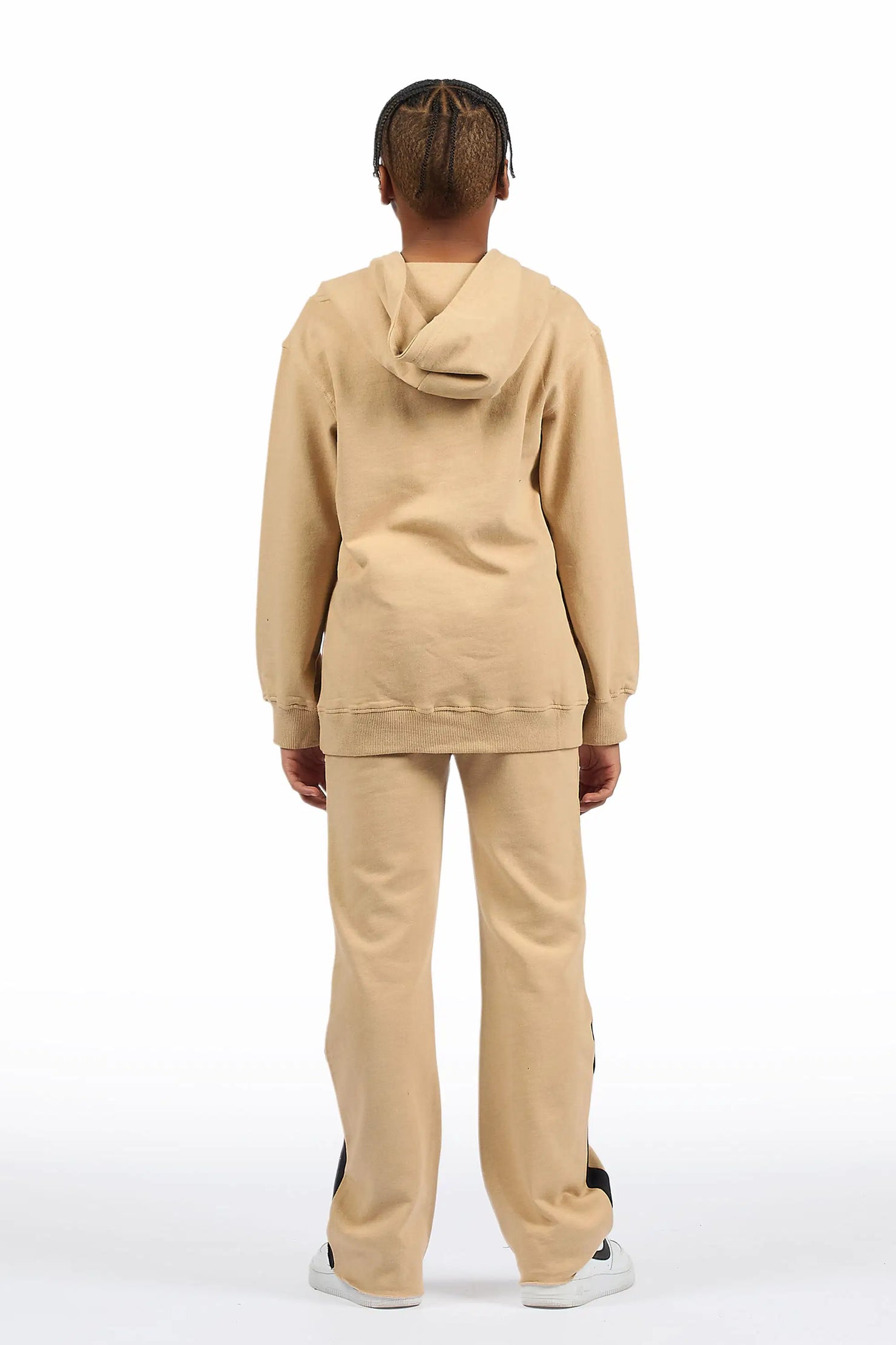 Boys Dreamer Beige/Black Hoodie/Stacked Flare Track Set