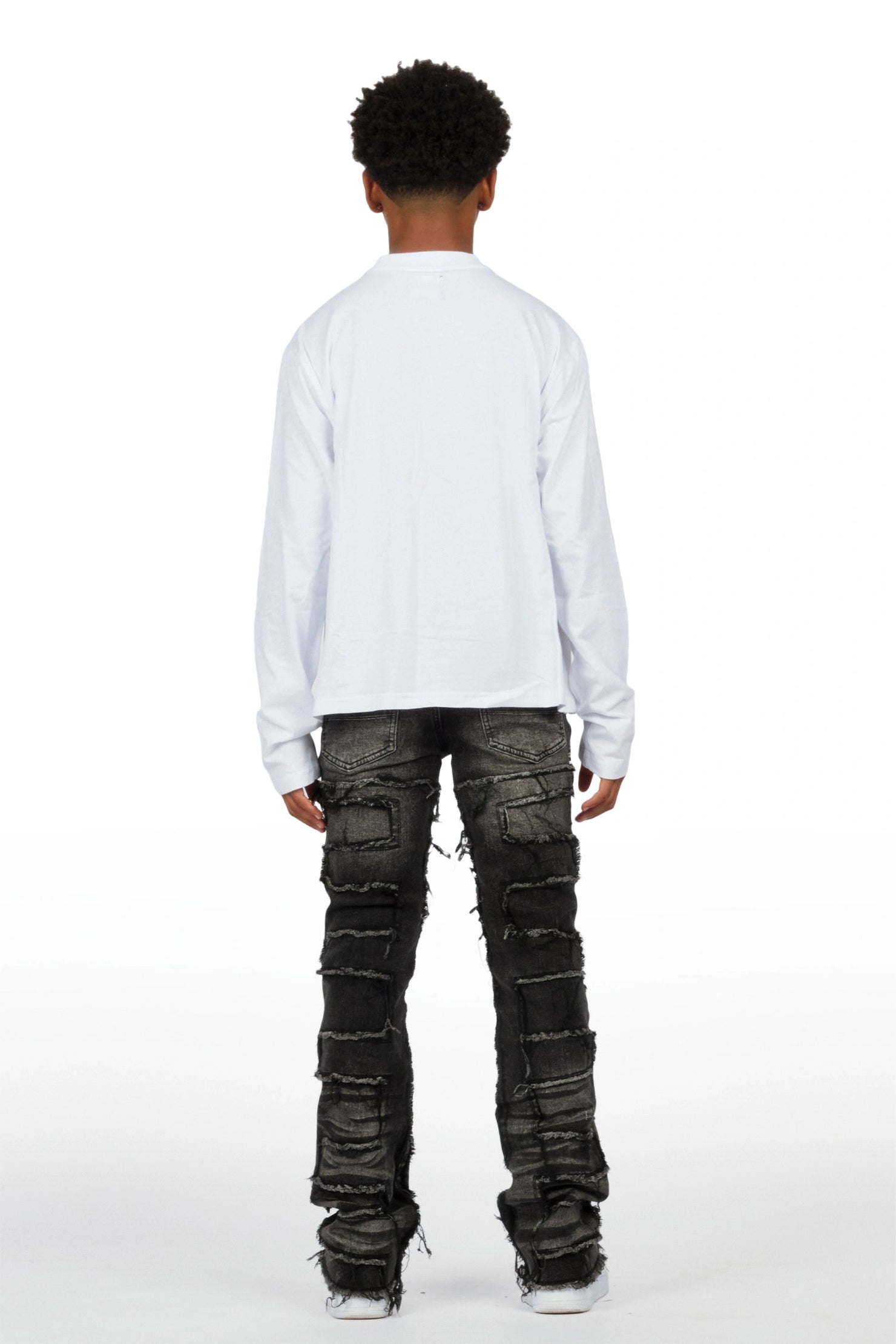 Boys Hercules White/Black Long Sleeve T-Shirt Stacked Painter Jean Set