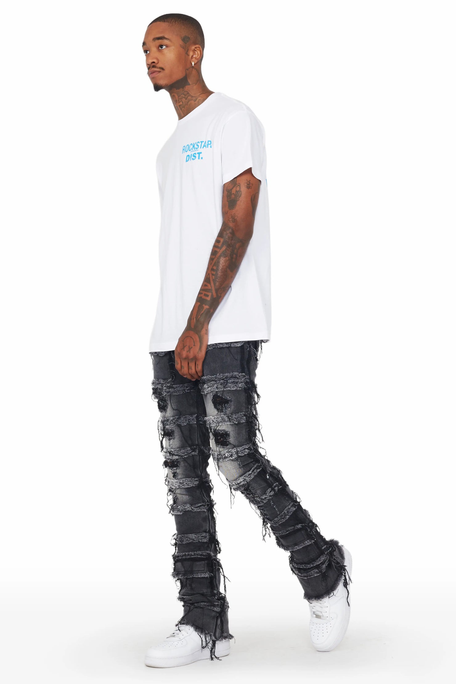 Josie Black Stacked Flare Jean