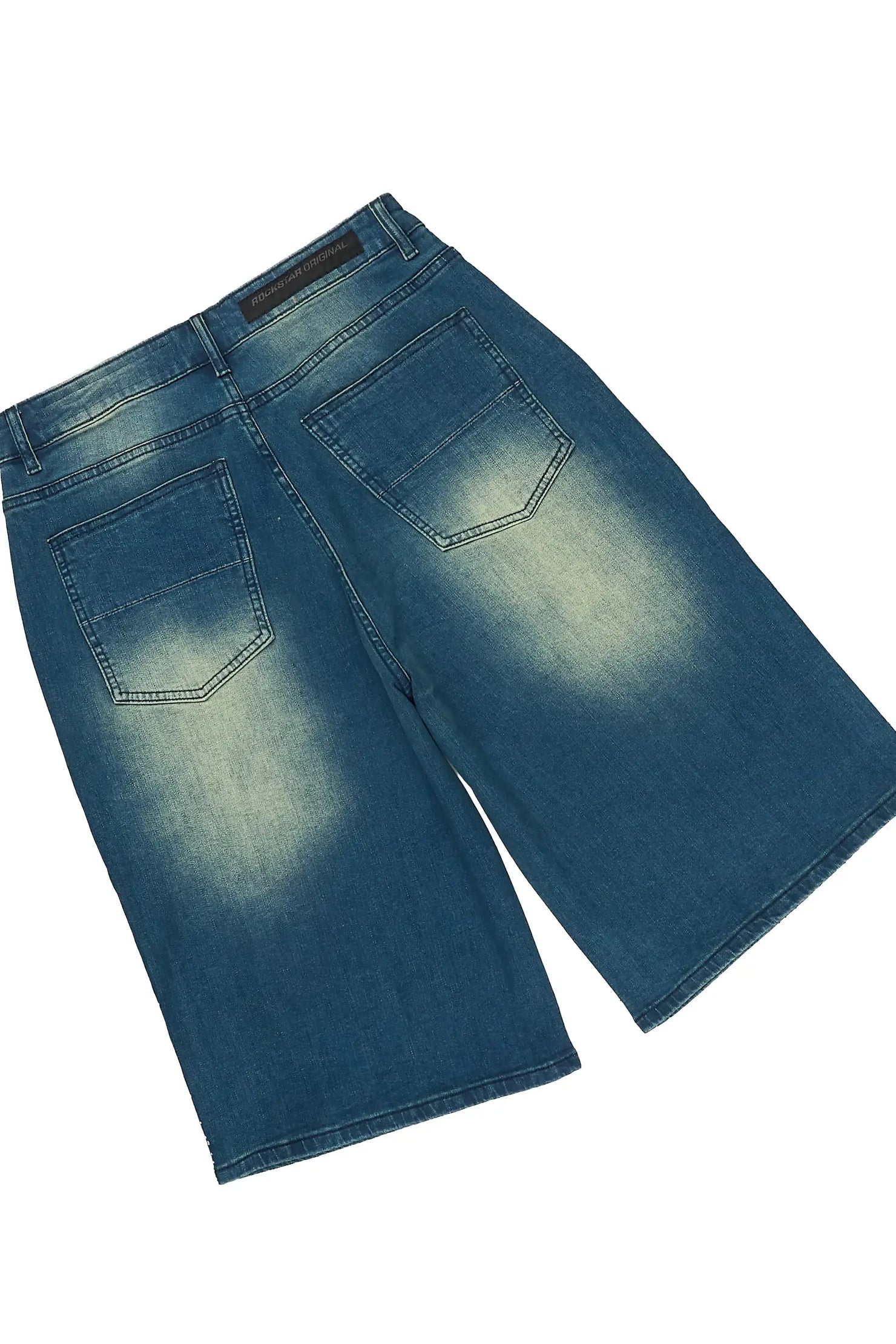 Clemente Medium Blue Rhinestone Button Down Shirt Denim Short Set