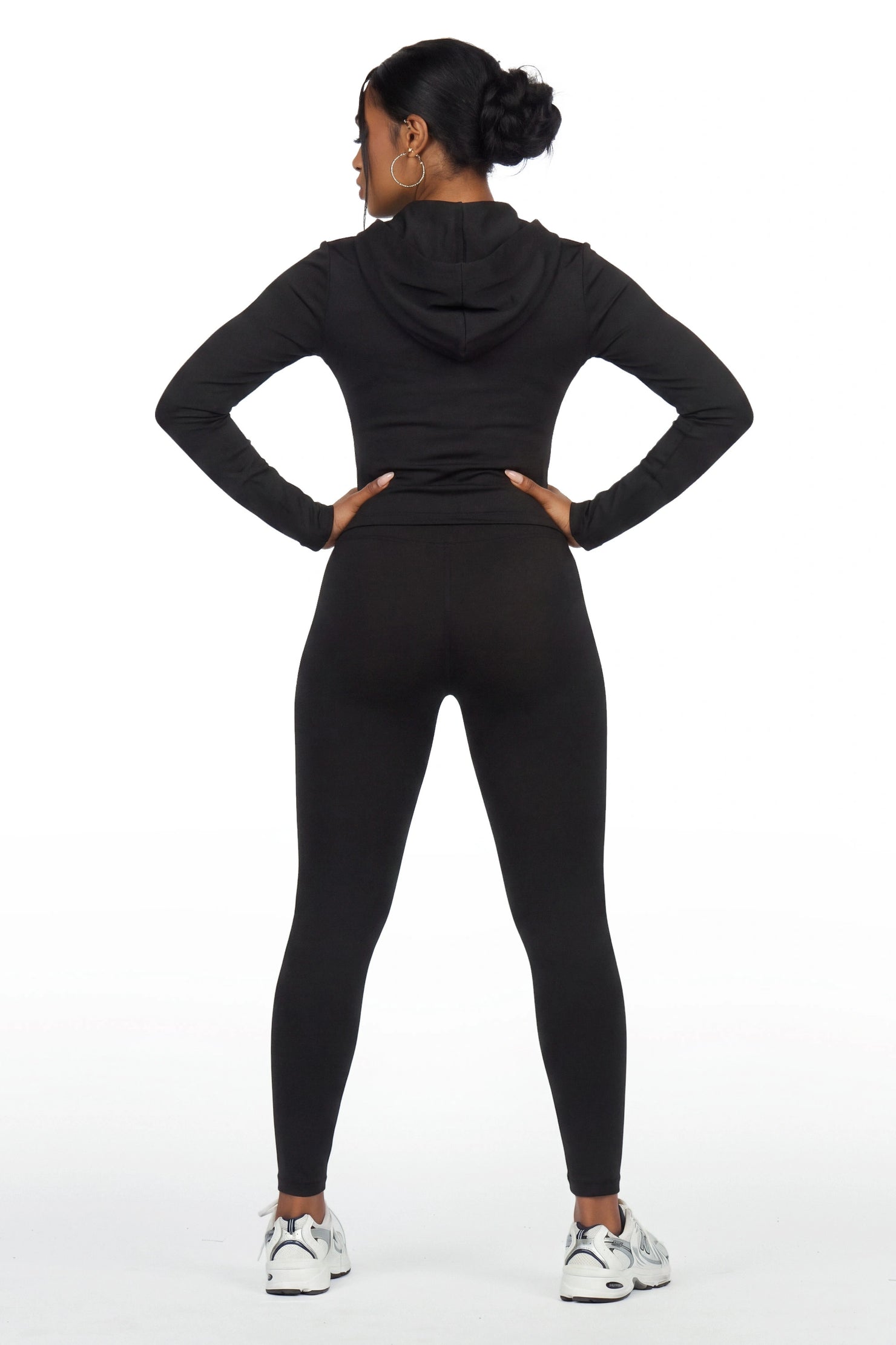 Sabitha Black Zip Up Hoodie Legging Active Set