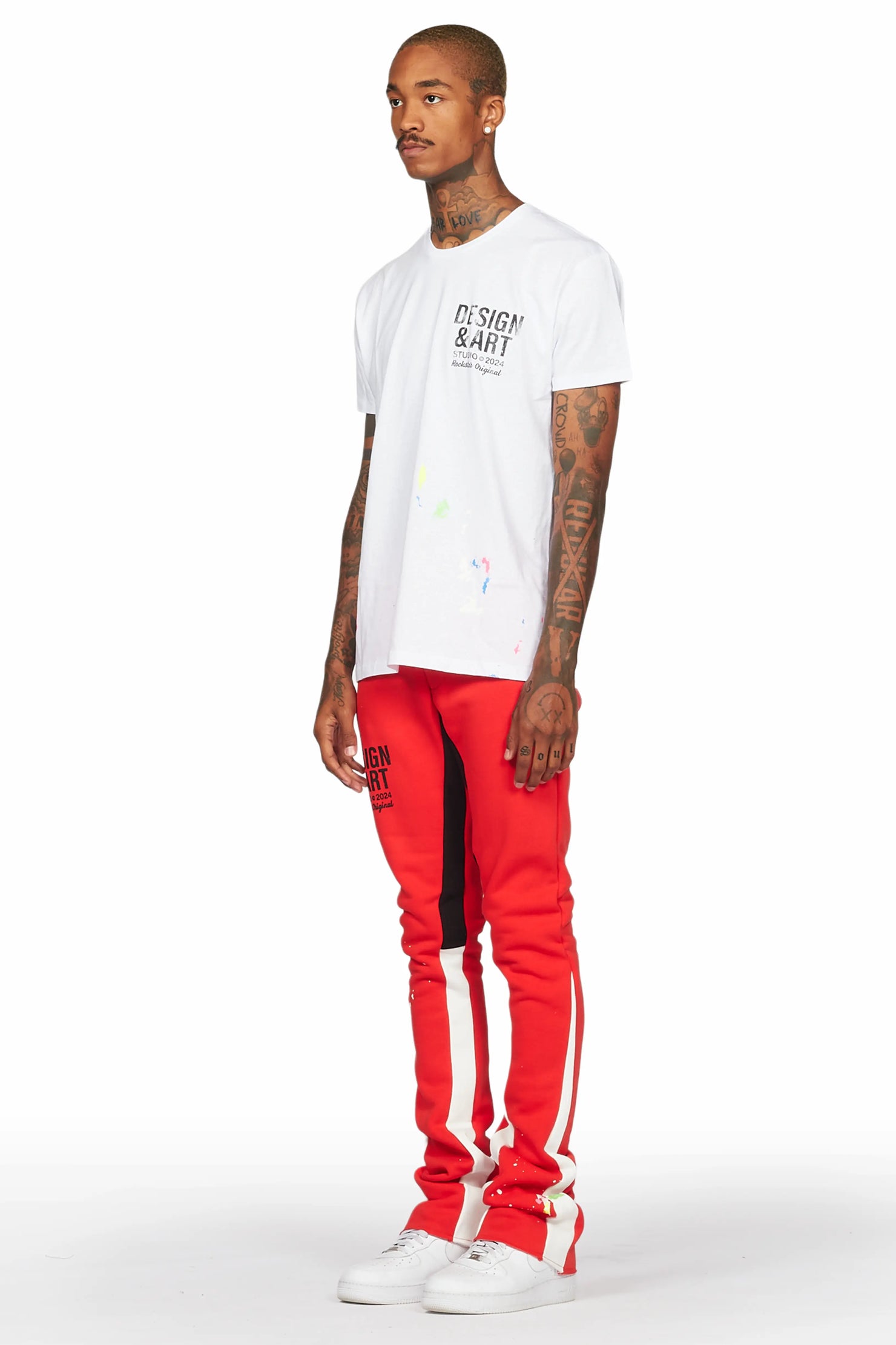 Mancha White/Red T-Shirt Stacked Flare Track Set