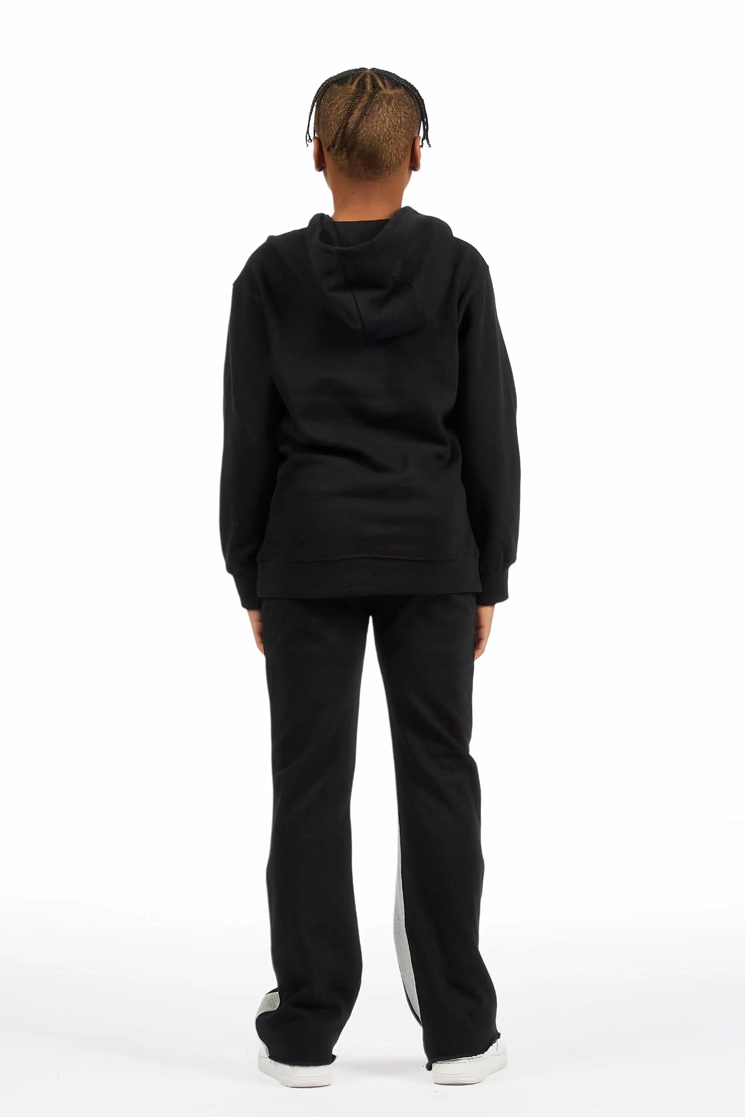 Boys Caevon Black/Multi Hoodie/Stacked Flare Track Set